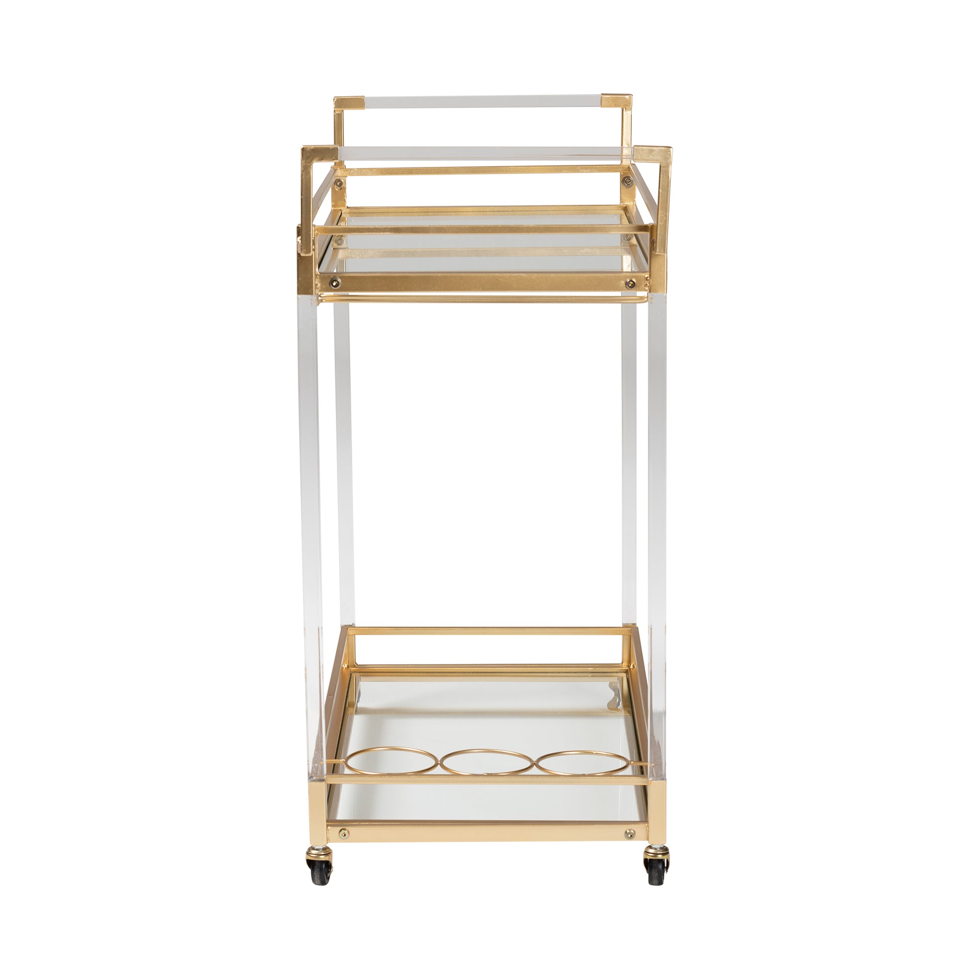 Baxton Studio Savannah Contemporary Glam and Luxe Gold Metal and Glass Wine Cart | Bar Carts | Modishstore - 4