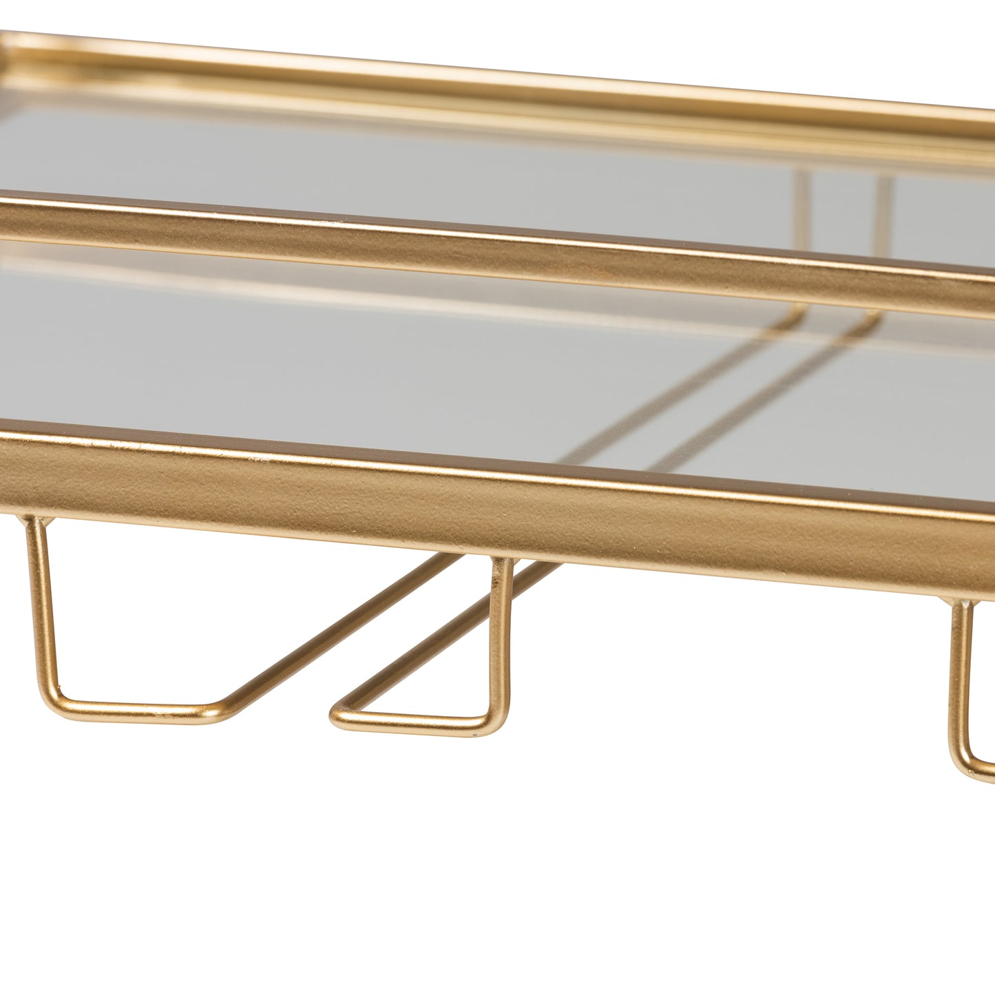 Baxton Studio Savannah Contemporary Glam and Luxe Gold Metal and Glass Wine Cart | Bar Carts | Modishstore - 10