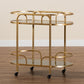 Baxton Studio Leighton Contemporary Glam and Luxe Gold Metal and Tempered Glass 2-Tier Wine Cart | Bar Carts | Modishstore - 8