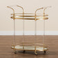 Baxton Studio Nakano Contemporary Glam and Luxe Gold Metal and Mirrored Glass 2-Tier Wine Cart | Bar Carts | Modishstore - 7