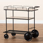 Baxton Studio Huntley Modern Industrial Walnut Brown Finished Wood and Black Metal Mobile Wine Cart | Bar Carts | Modishstore - 9