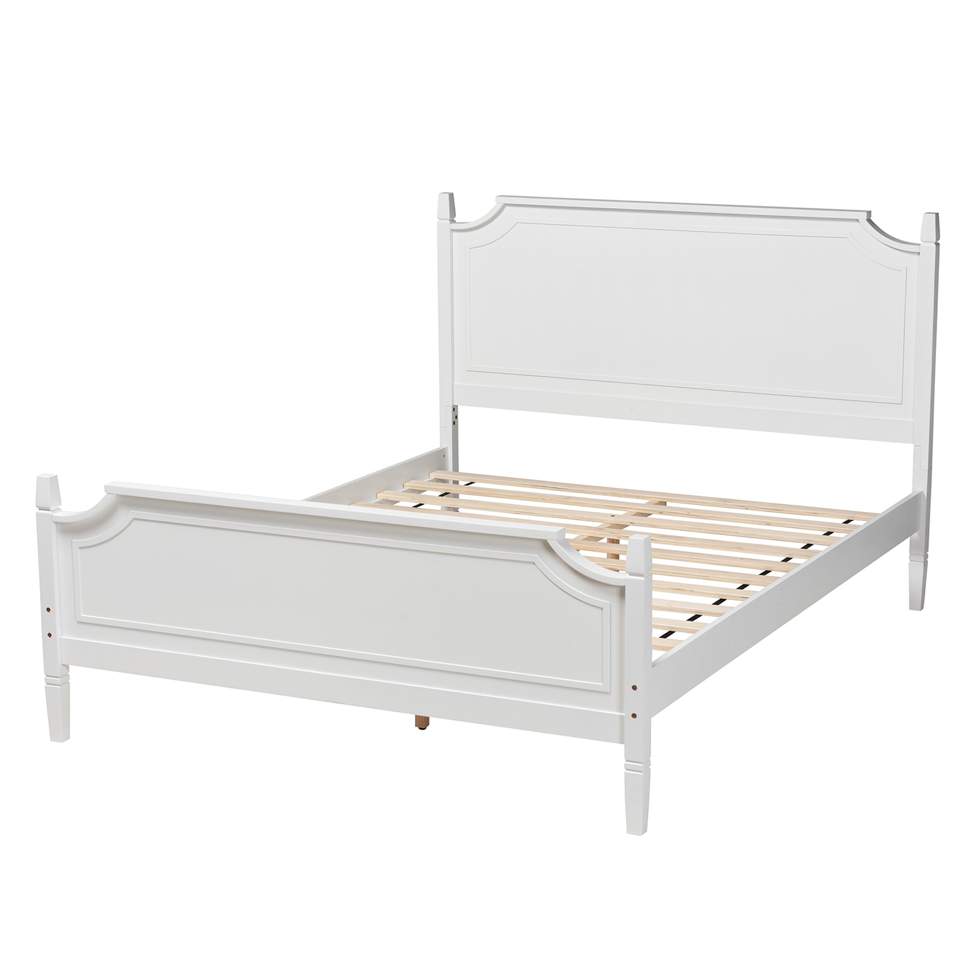 Baxton Studio Mariana Classic and Traditional White Finished Wood Queen Size Platform Bed | Beds | Modishstore - 6