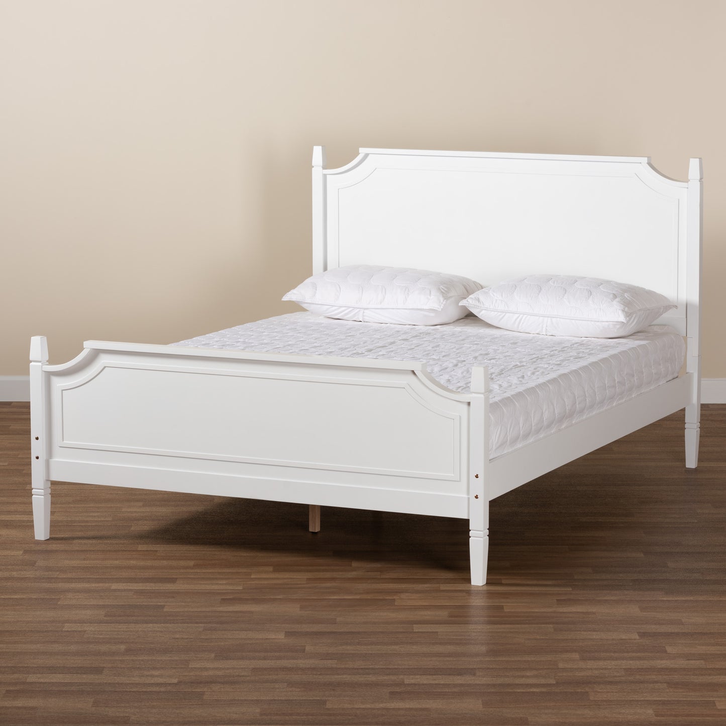 Baxton Studio Mariana Classic and Traditional White Finished Wood Queen Size Platform Bed | Beds | Modishstore - 2