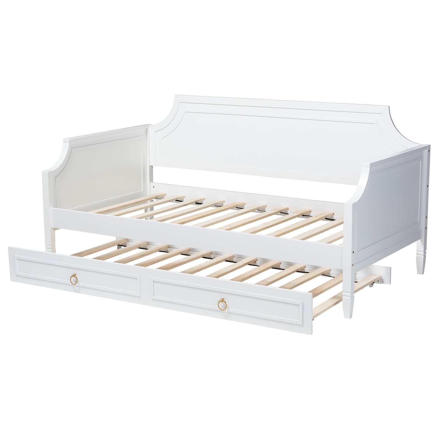 Baxton Studio Mariana Classic and Traditional White Finished Wood Full Size Daybed with Twin Size trundle | Daybeds | Modishstore - 6