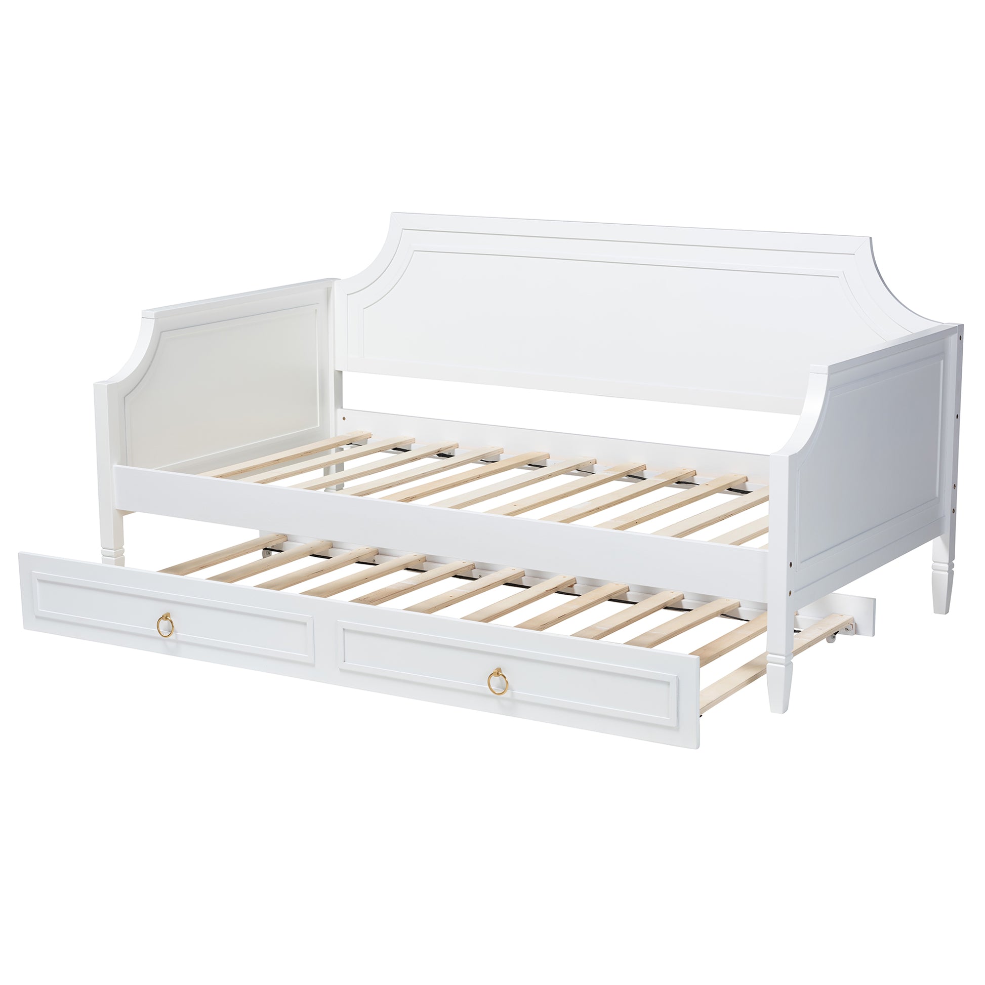 Baxton Studio Mariana Classic and Traditional White Finished Wood Full Size Daybed with Twin Size trundle | Daybeds | Modishstore - 6