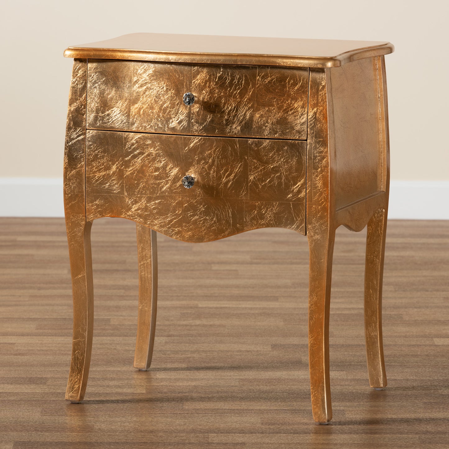 Baxton Studio Patrice Classic and Traditional Gold Finished Wood 2-Drawer End Table | End Tables | Modishstore - 9