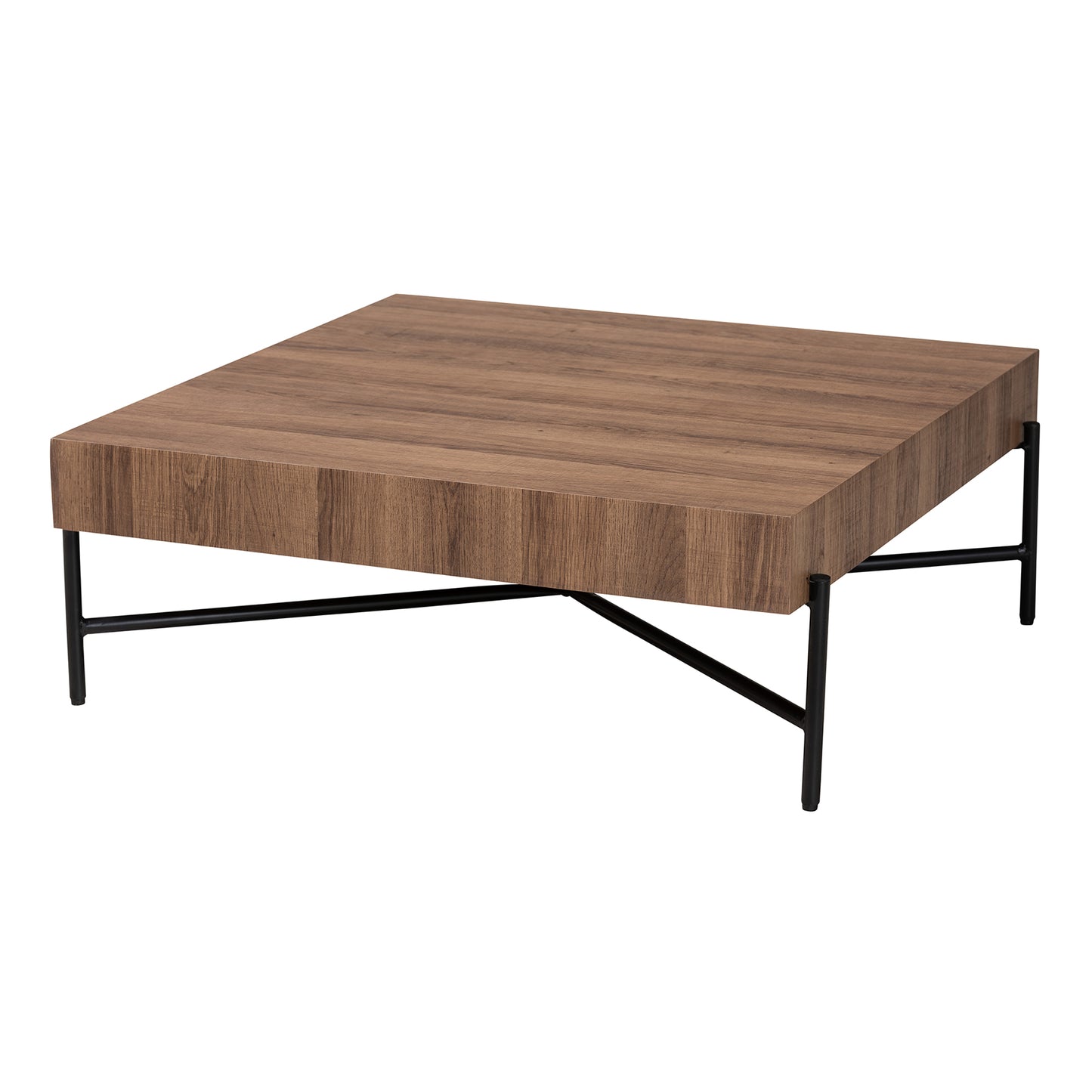 Baxton Studio Savion Modern Industrial Walnut Brown Finished Wood and Black Metal Coffee Table | Coffee Tables | Modishstore - 2