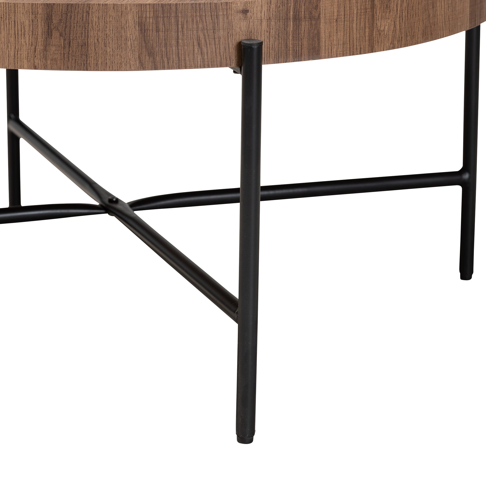 Baxton Studio Umar Modern Industrial Walnut Brown Finished Wood and Black Metal Coffee Table | Coffee Tables | Modishstore - 4