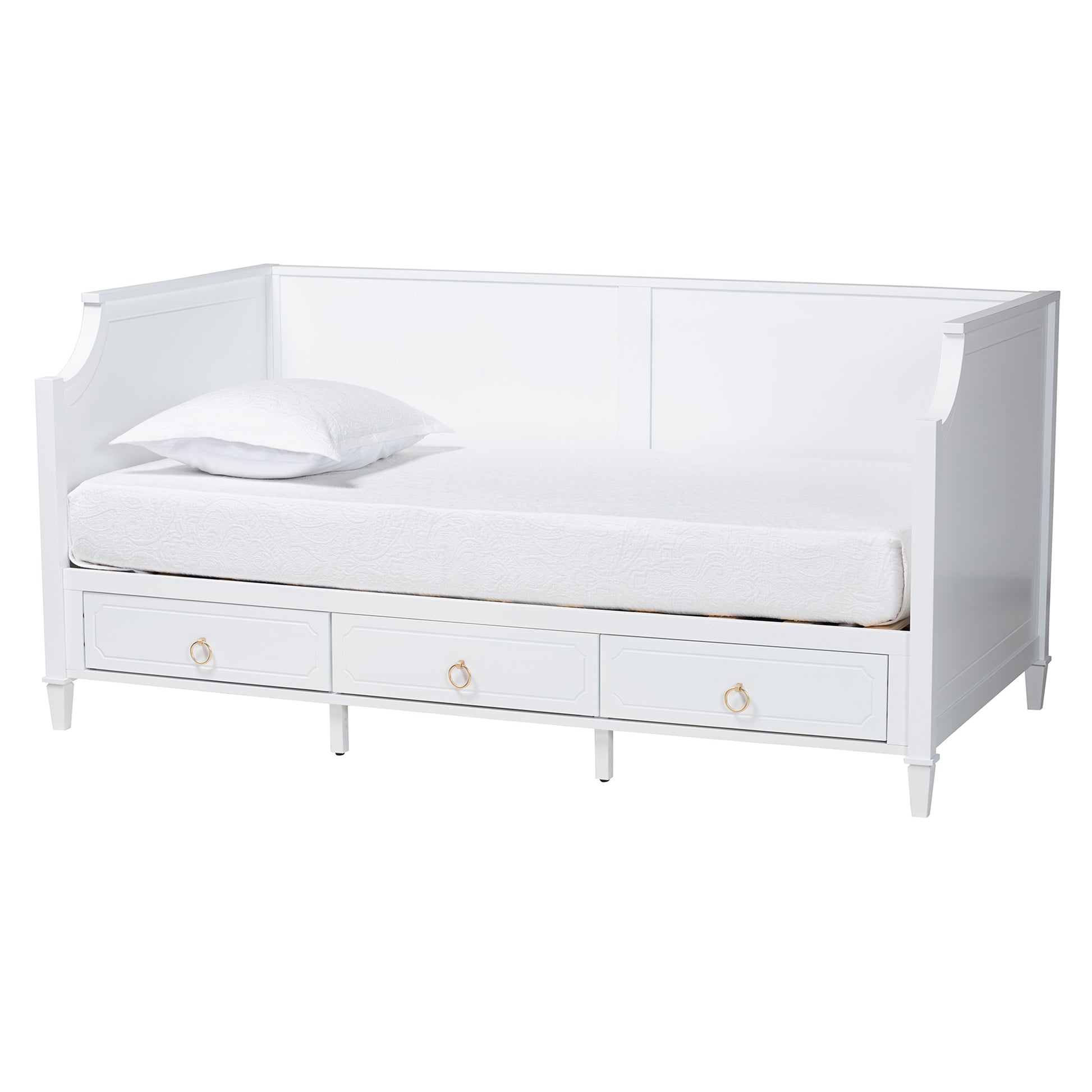 Baxton Studio Lowri Classic and Traditional White Finished Wood Twin Size 3-Drawer Daybed | Daybeds | Modishstore - 2