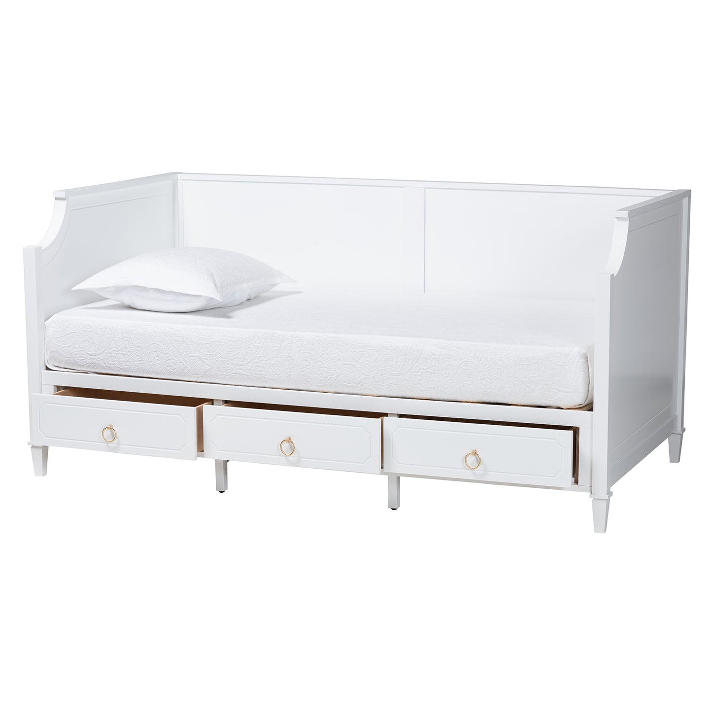 Baxton Studio Lowri Classic and Traditional White Finished Wood Twin Size 3-Drawer Daybed | Daybeds | Modishstore - 3