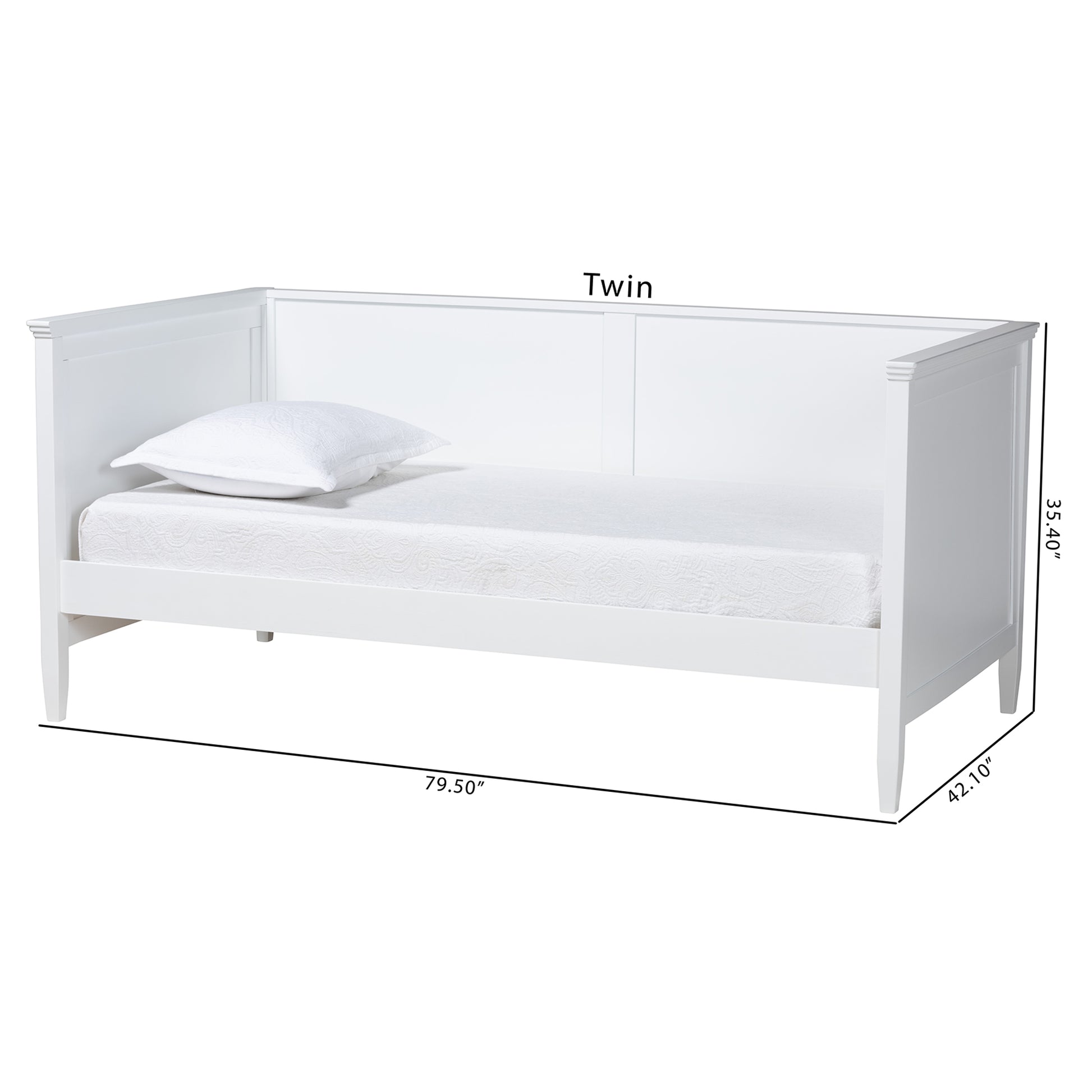 Baxton Studio Viva Classic and Traditional White Finished Wood Twin Size Daybed | Daybeds | Modishstore - 10