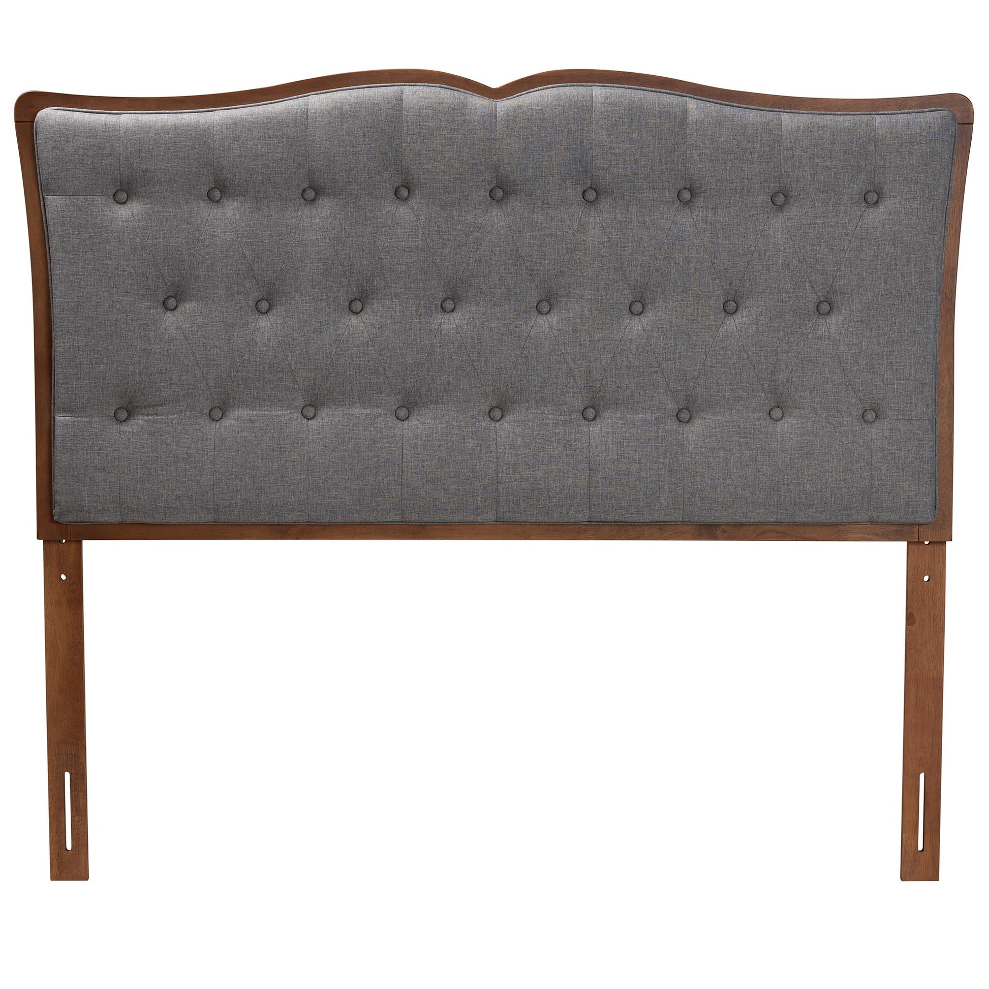 Baxton Studio Georgia Classic and Traditional Grey Fabric and Walnut Brown Finished Wood King Size Headboard | Headboards | Modishstore - 3