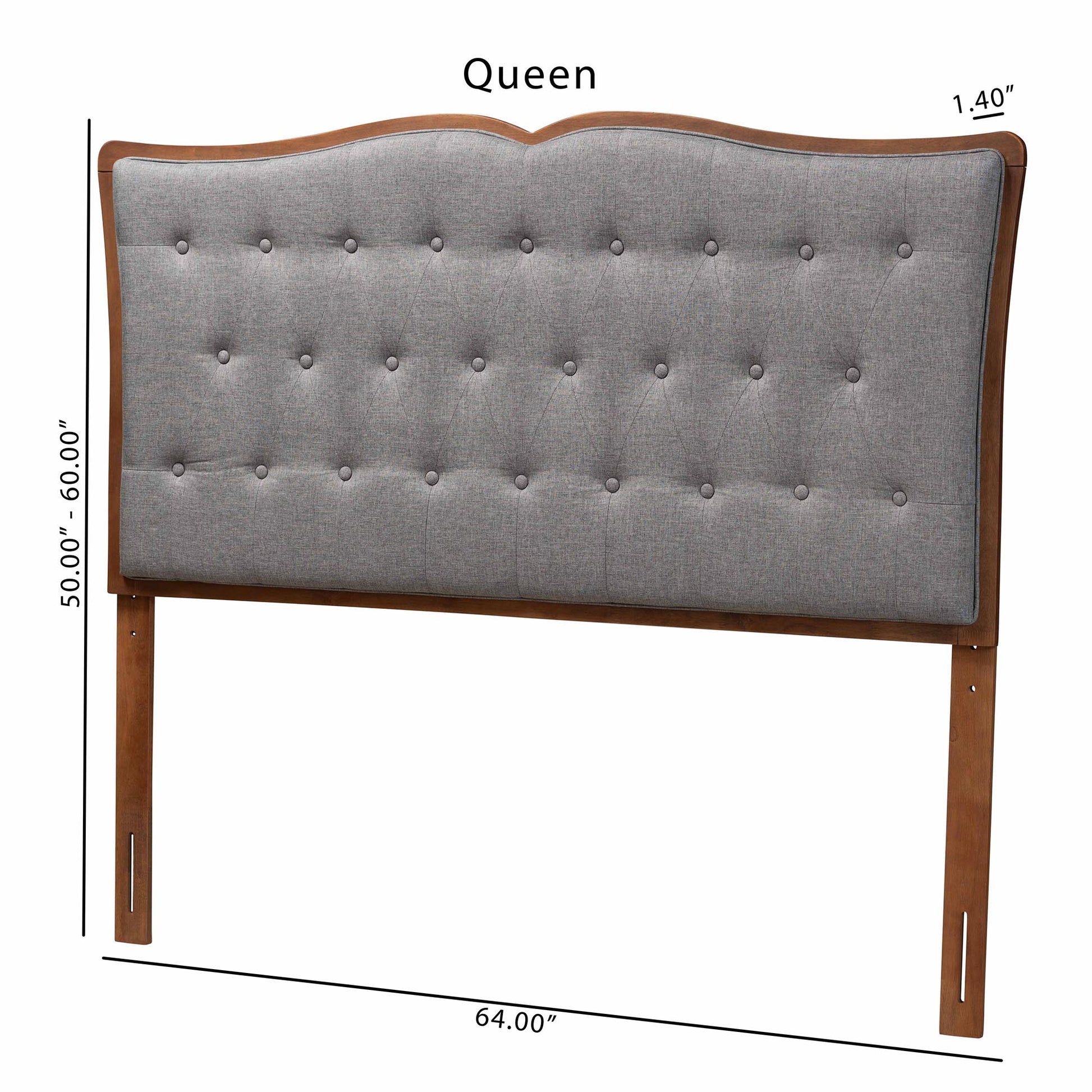 Baxton Studio Georgia Classic and Traditional Grey Fabric and Walnut Brown Finished Wood King Size Headboard | Headboards | Modishstore - 7