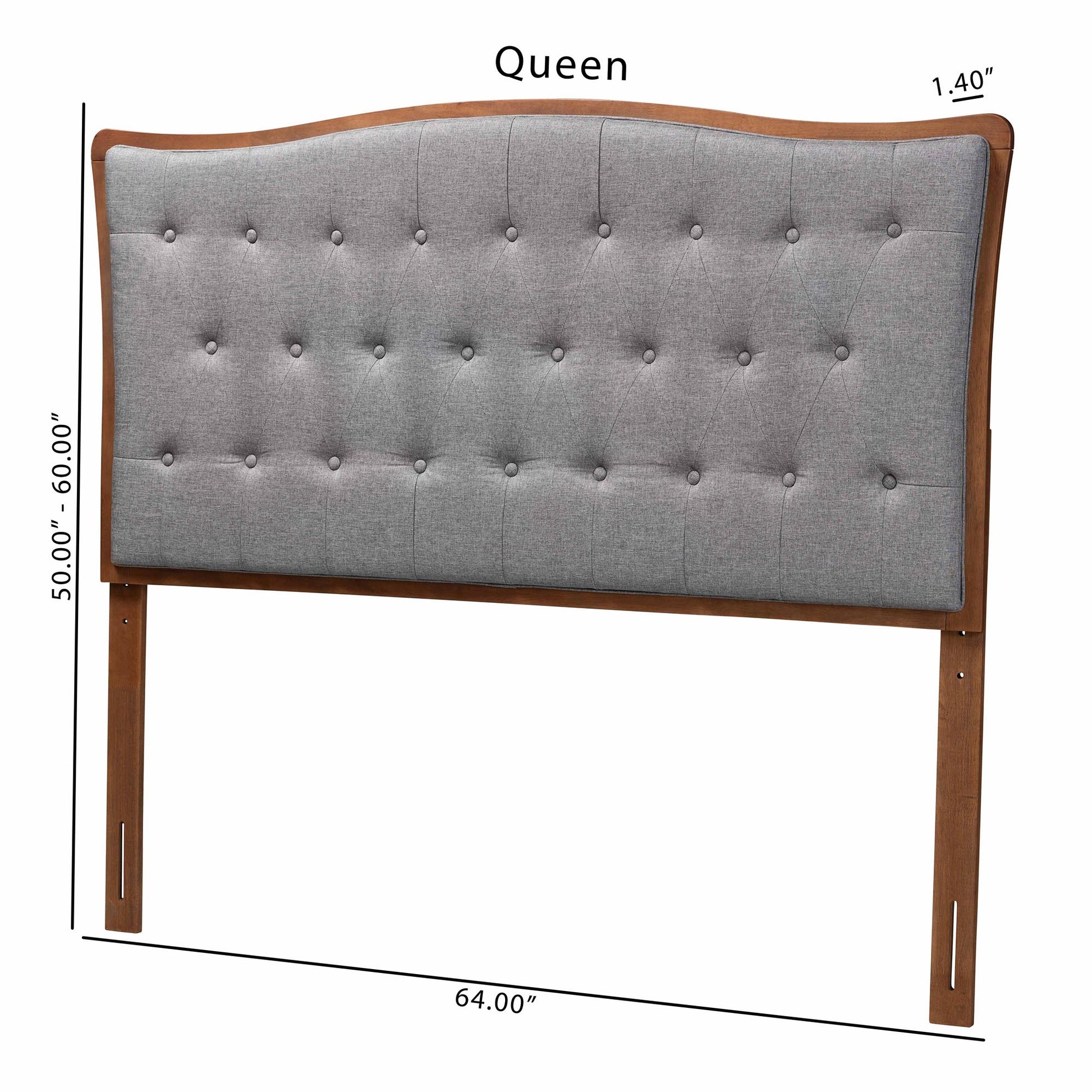 Baxton Studio Nikita Classic and Traditional Grey Fabric and Walnut Brown Finished Wood King Size Headboard | Headboards | Modishstore - 7