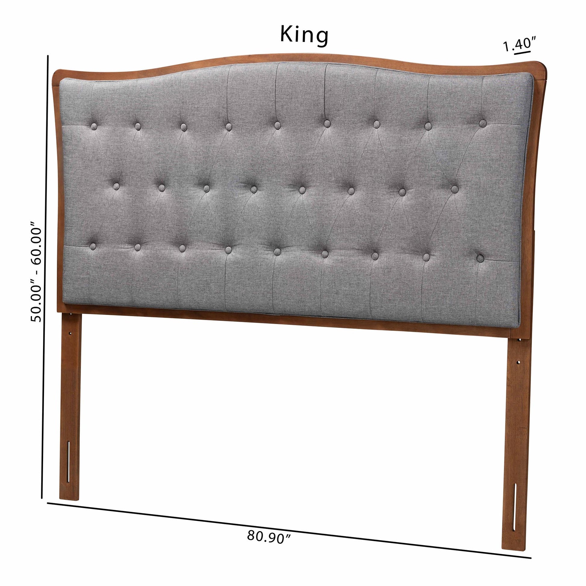 Baxton Studio Nikita Classic and Traditional Grey Fabric and Walnut Brown Finished Wood Queen Size Headboard | Headboards | Modishstore - 9