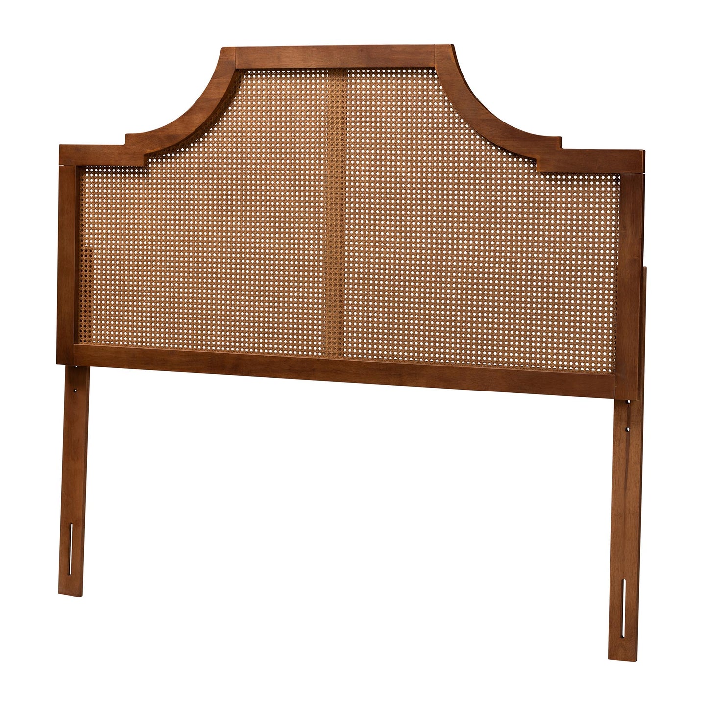 Baxton Studio Risha Mid-Century Modern Ash Walnut Finished Wood and Rattan King Size Headboard | Headboards | Modishstore - 2