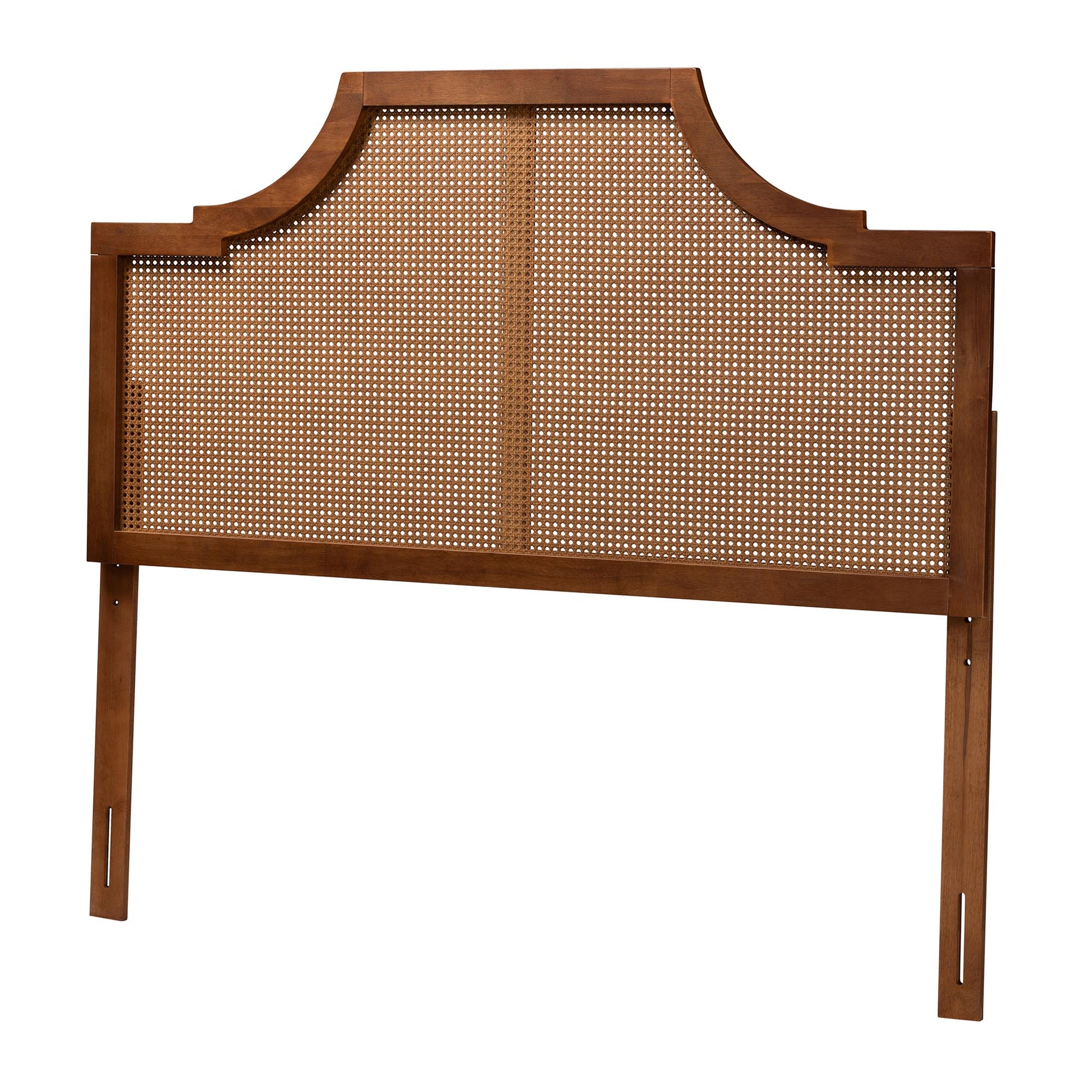 Baxton Studio Risha Mid-Century Modern Ash Walnut Finished Wood and Rattan King Size Headboard | Headboards | Modishstore - 2