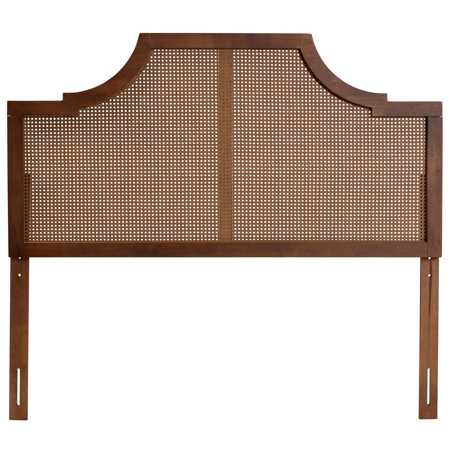 Baxton Studio Risha Mid-Century Modern Ash Walnut Finished Wood and Rattan King Size Headboard | Headboards | Modishstore - 3