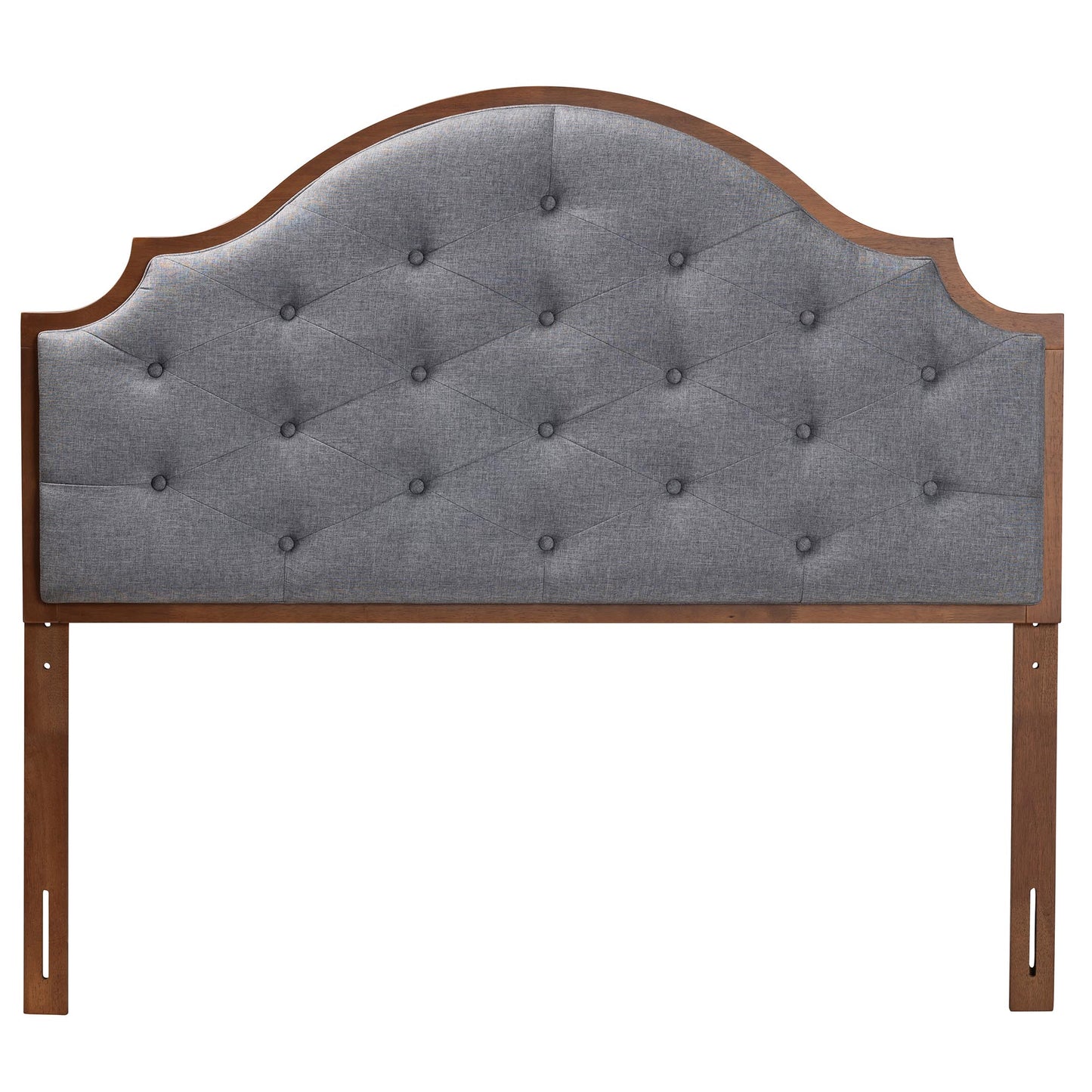 Baxton Studio Premala Classic and Traditional Grey Fabric and Walnut Brown Finished Wood King Size Headboard | Headboards | Modishstore - 5