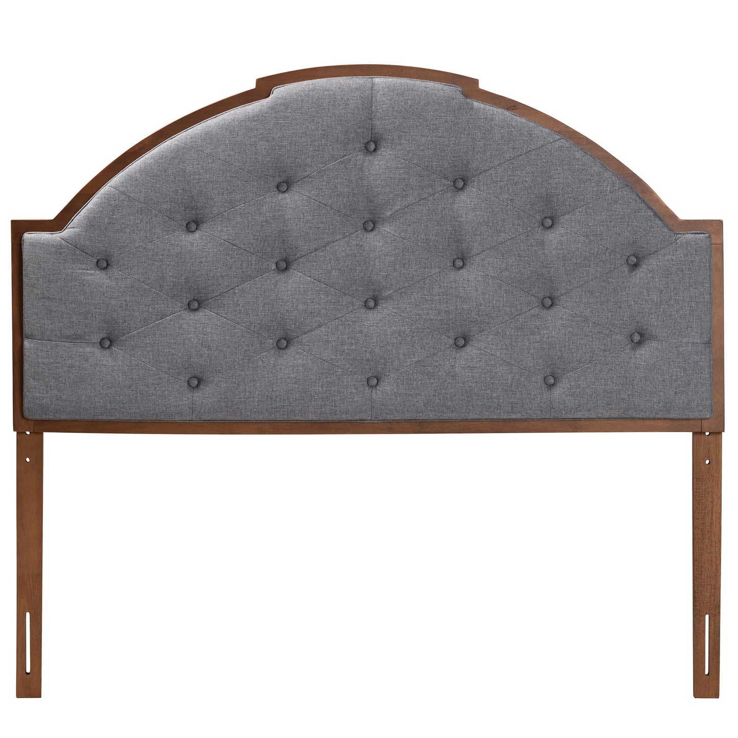 Baxton Studio Madeline Classic and Traditional Grey Fabric and Walnut Brown Finished Wood King Size Headboard | Headboards | Modishstore - 3