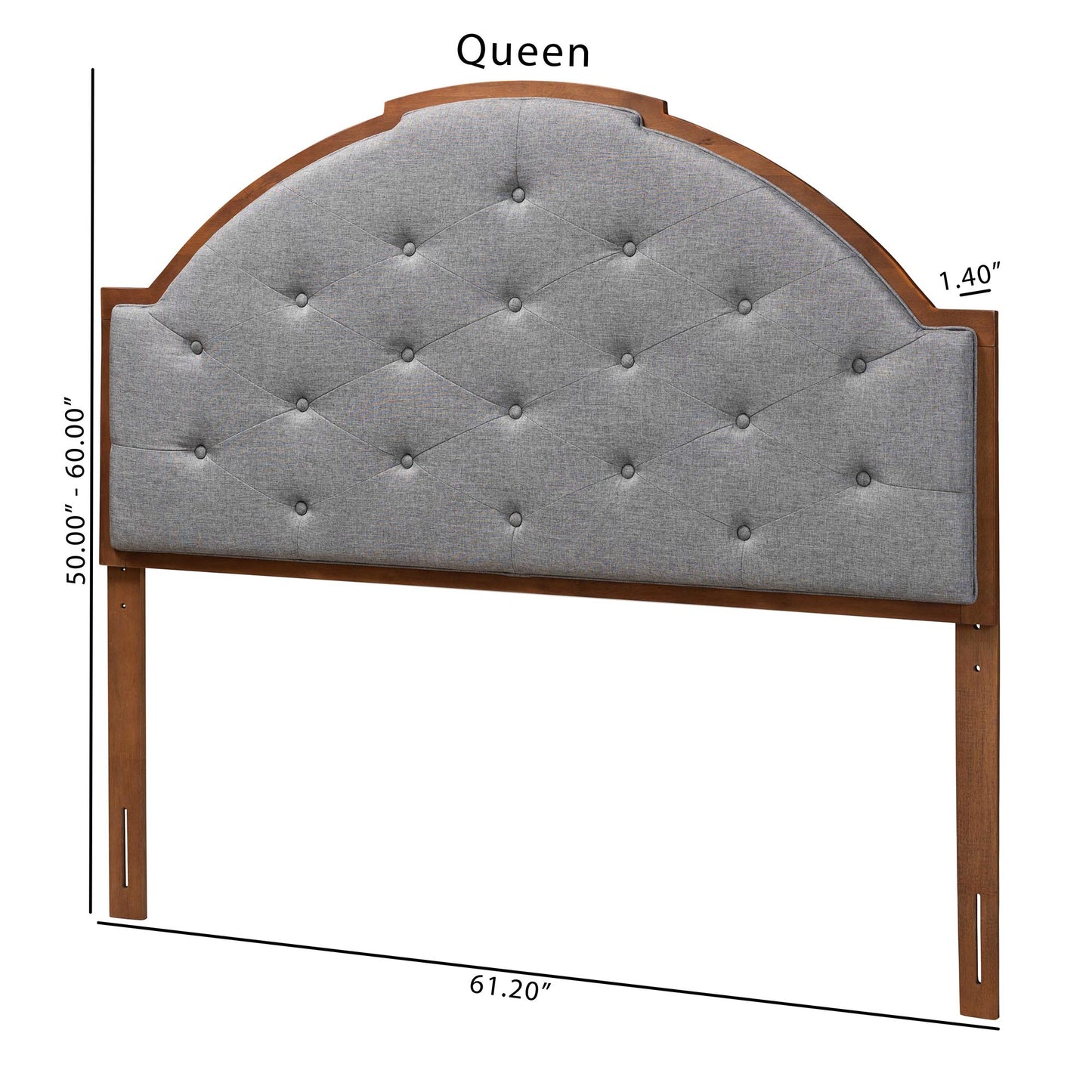 Baxton Studio Madeline Classic and Traditional Grey Fabric and Walnut Brown Finished Wood Queen Size Headboard | Headboards | Modishstore - 7