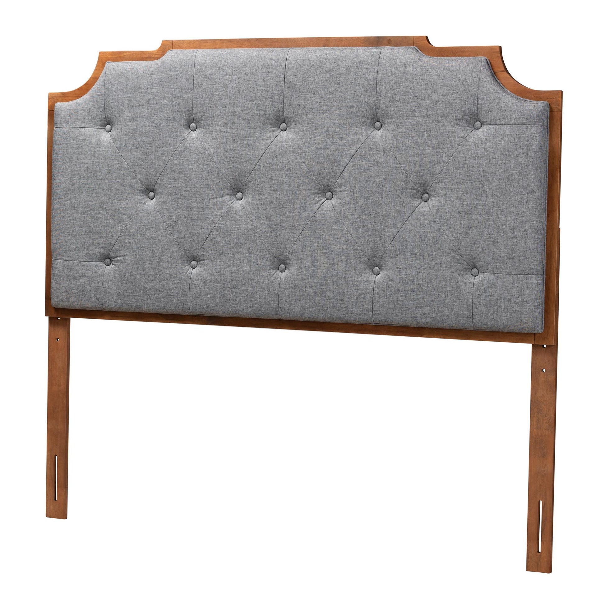 Baxton Studio Fortuna Classic and Traditional Grey Fabric and Walnut Brown Finished Wood King Size Headboard | Headboards | Modishstore - 2