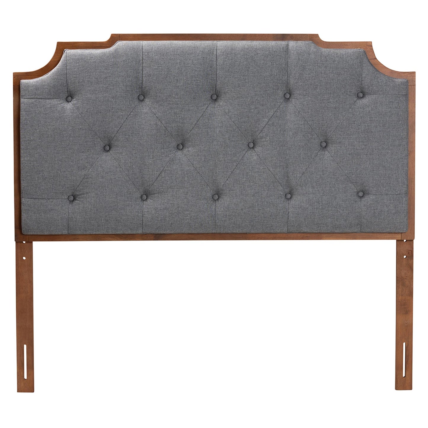 Baxton Studio Fortuna Classic and Traditional Grey Fabric and Walnut Brown Finished Wood King Size Headboard | Headboards | Modishstore - 3