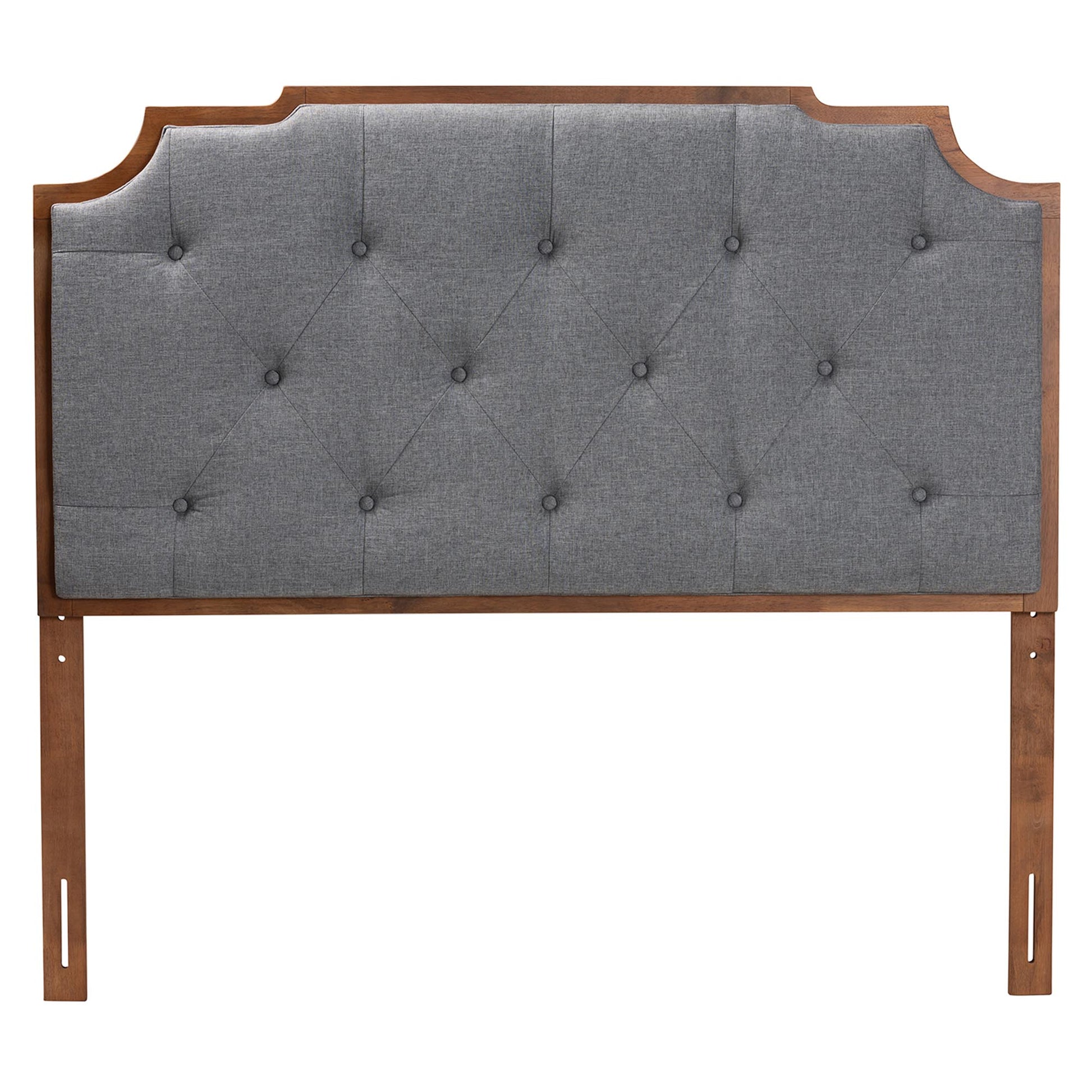 Baxton Studio Fortuna Classic and Traditional Grey Fabric and Walnut Brown Finished Wood Queen Size Headboard | Headboards | Modishstore - 3