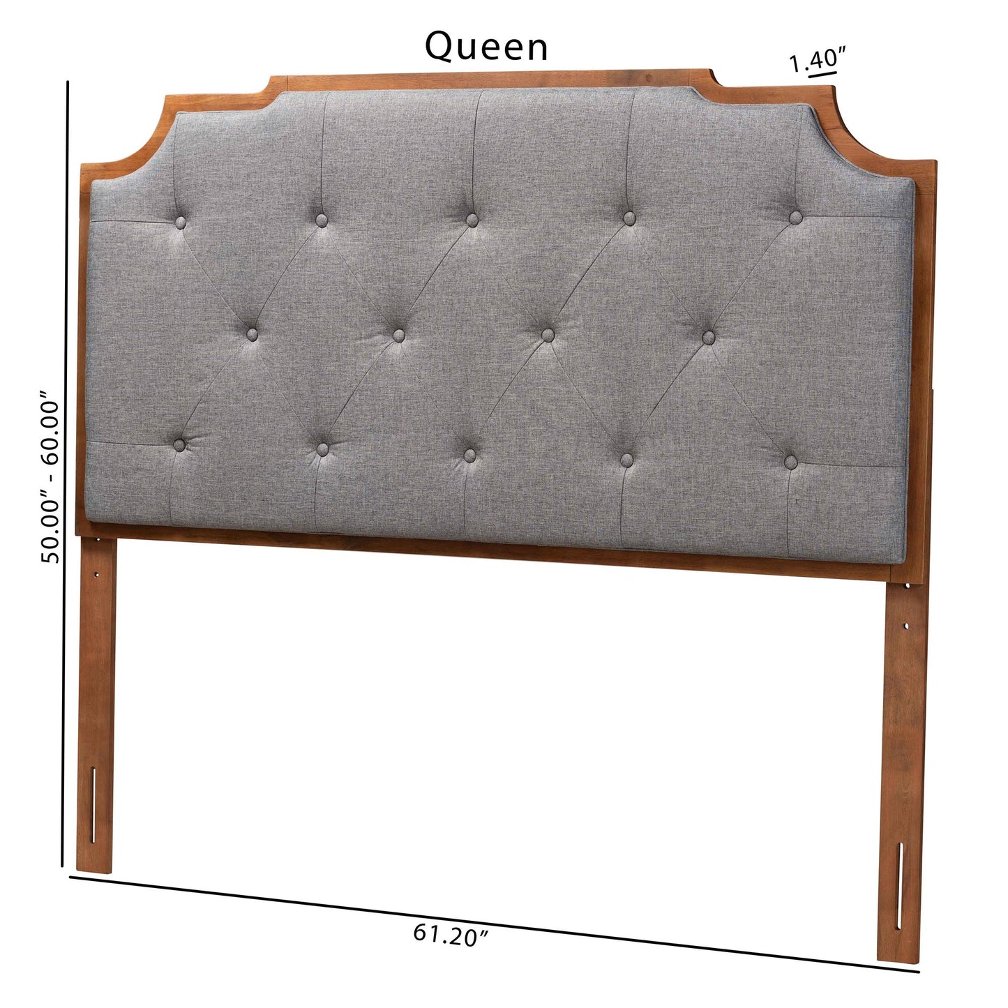 Baxton Studio Fortuna Classic and Traditional Grey Fabric and Walnut Brown Finished Wood King Size Headboard | Headboards | Modishstore - 7