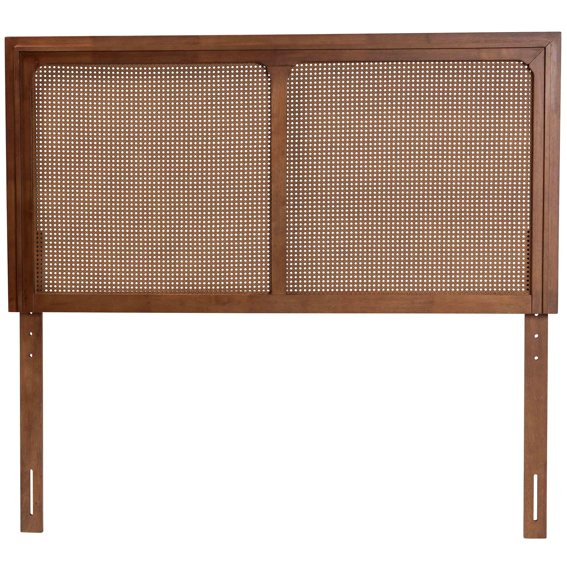 Baxton Studio Prewitt Mid-Century Modern Ash Walnut Finished Wood King Size Headboard with Rattan | Headboards | Modishstore - 3