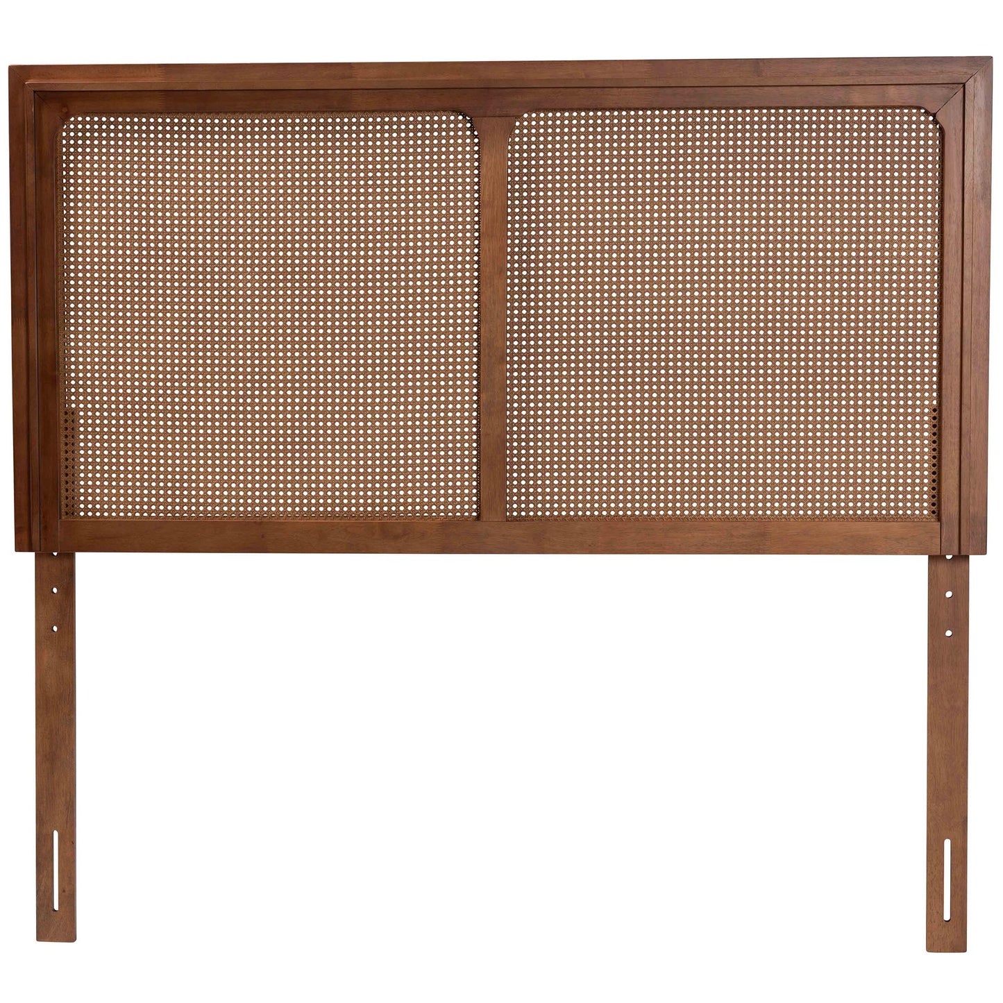 Baxton Studio Prewitt Mid-Century Modern Ash Walnut Finished Wood Queen Size Headboard with Rattan | Headboards | Modishstore - 3