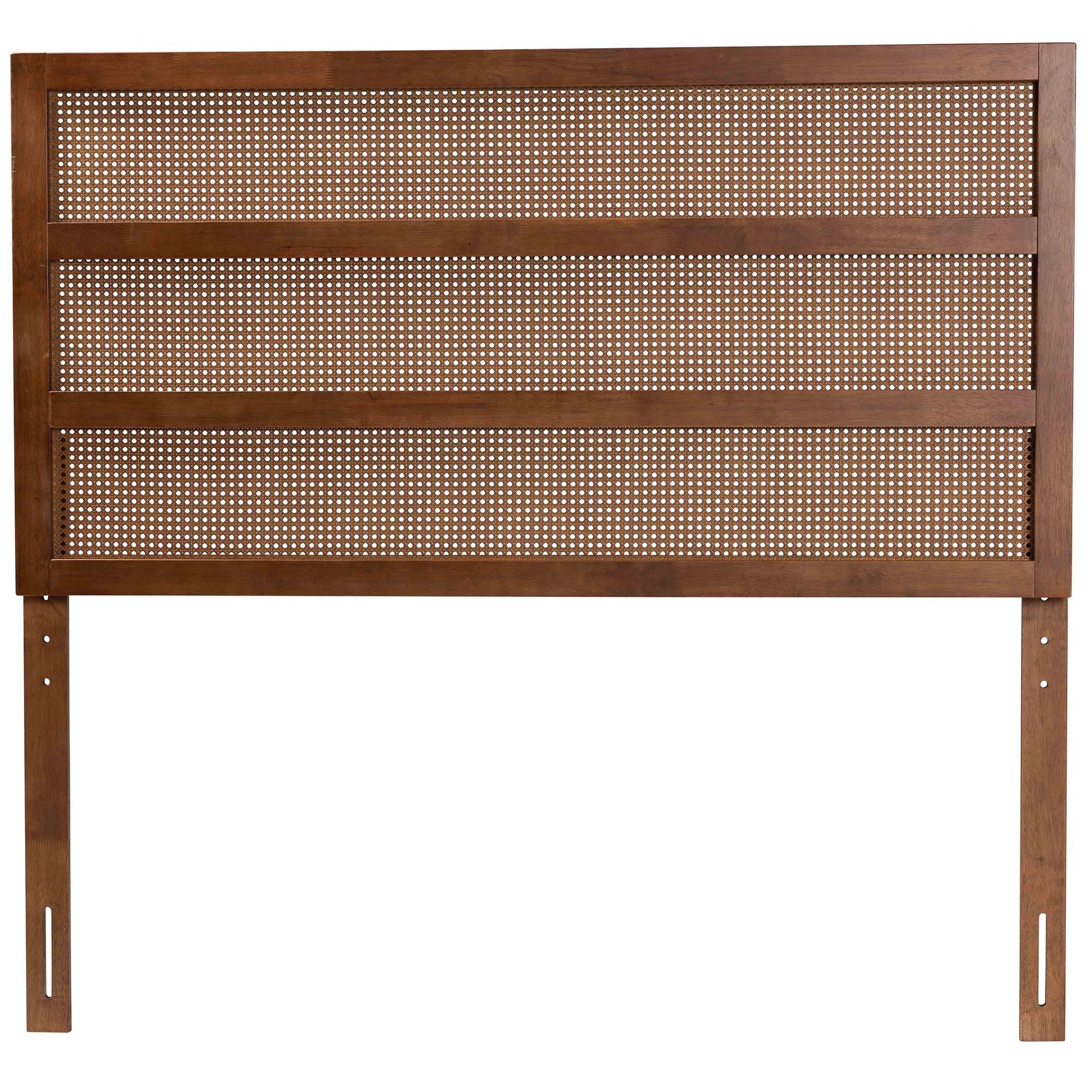 Baxton Studio Berne Mid-Century Modern Ash Walnut Finished Wood King Size Headboard with Rattan | Headboards | Modishstore - 3