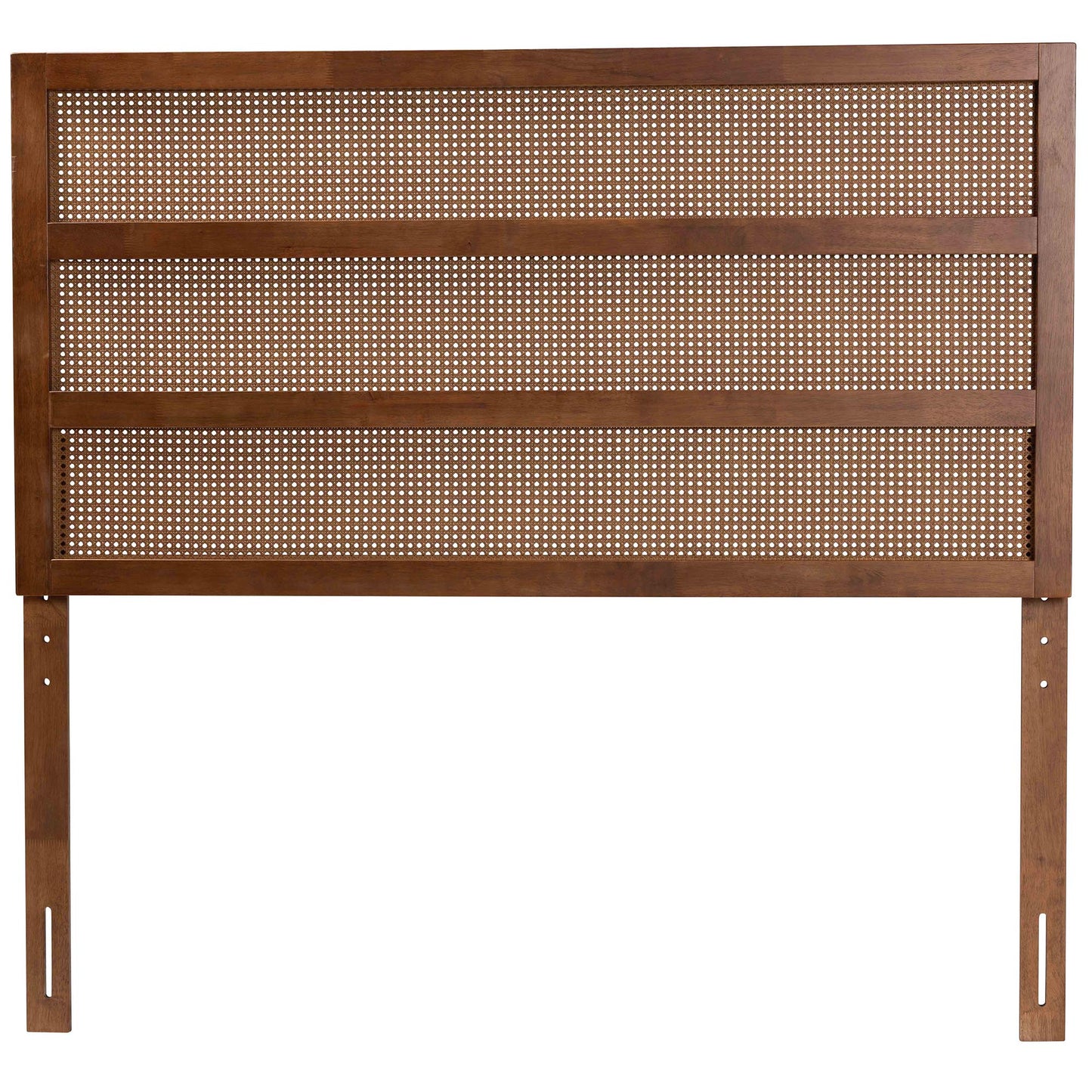 Baxton Studio Berne Mid-Century Modern Ash Walnut Finished Wood Queen Size Headboard with Rattan | Headboards | Modishstore - 3