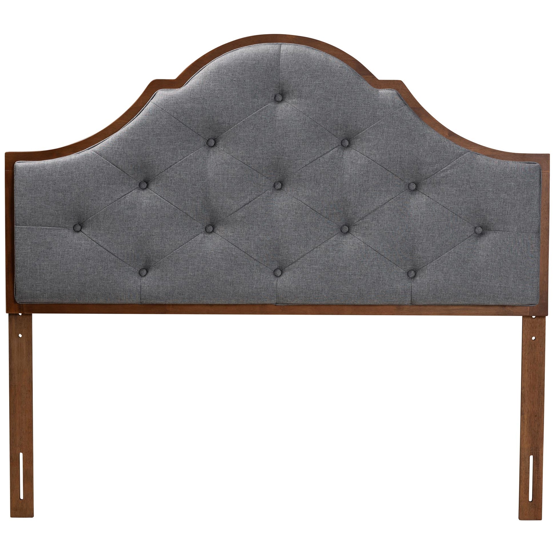 Baxton Studio Camila Classic and Traditional Grey Fabric and Walnut Brown Finished Wood Queen Size Headboard | Headboards | Modishstore - 3