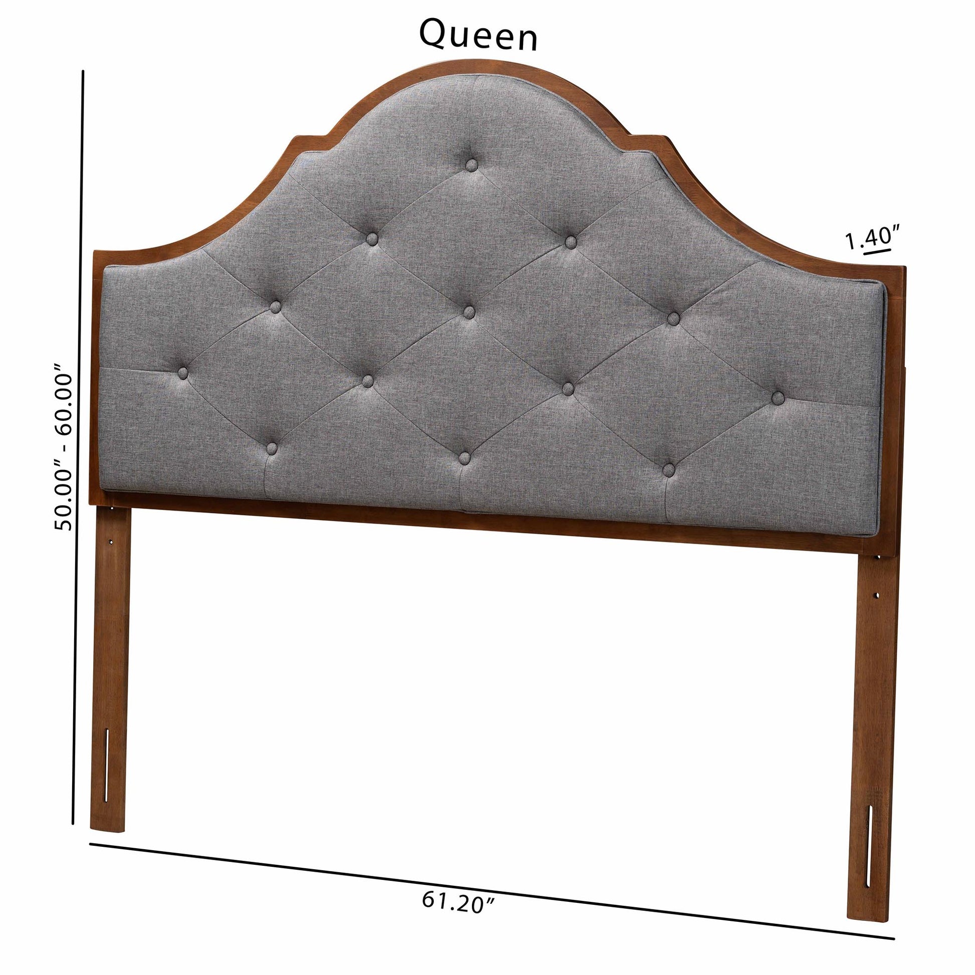 Baxton Studio Camila Classic and Traditional Grey Fabric and Walnut Brown Finished Wood Queen Size Headboard | Headboards | Modishstore - 7