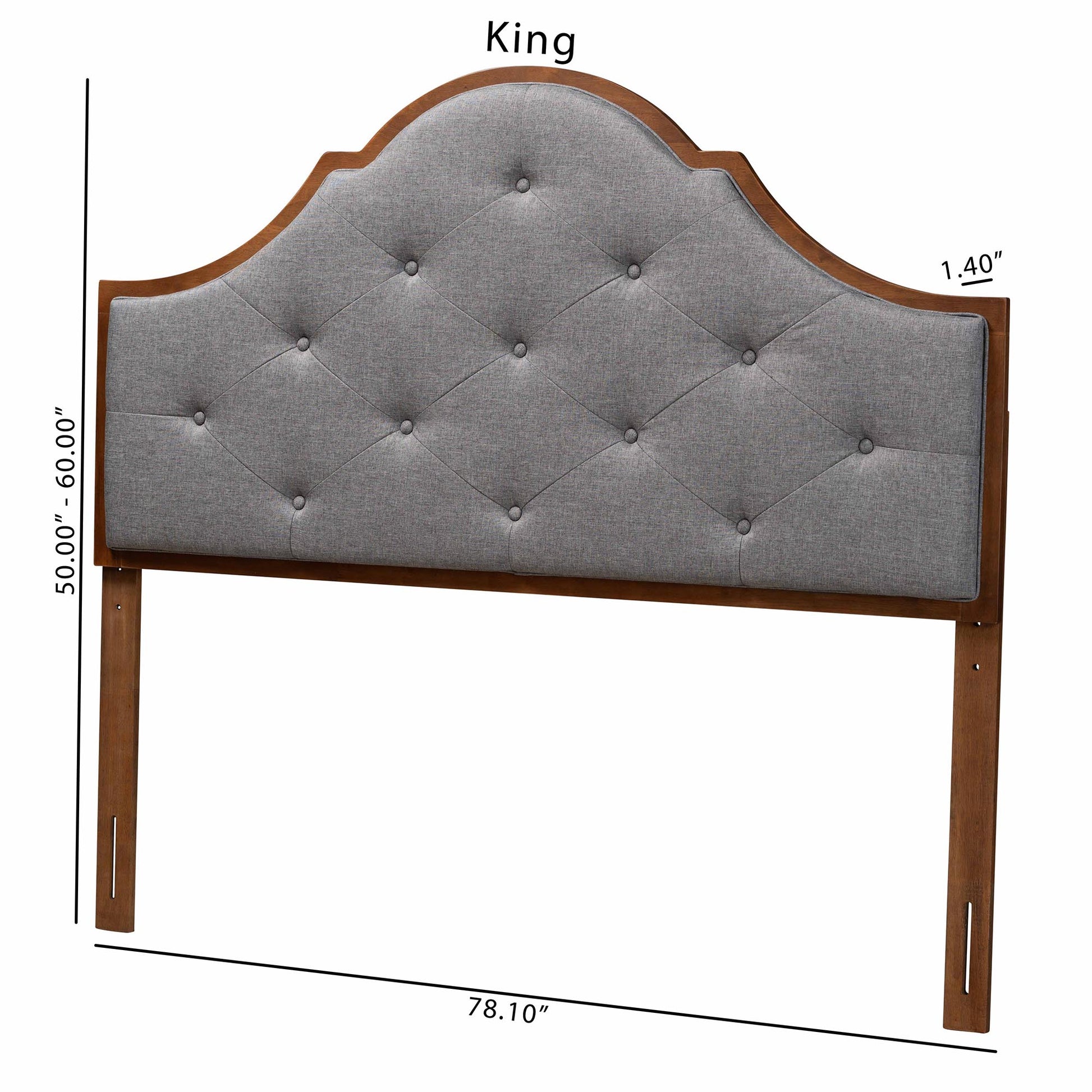 Baxton Studio Camila Classic and Traditional Grey Fabric and Walnut Brown Finished Wood Queen Size Headboard | Headboards | Modishstore - 9