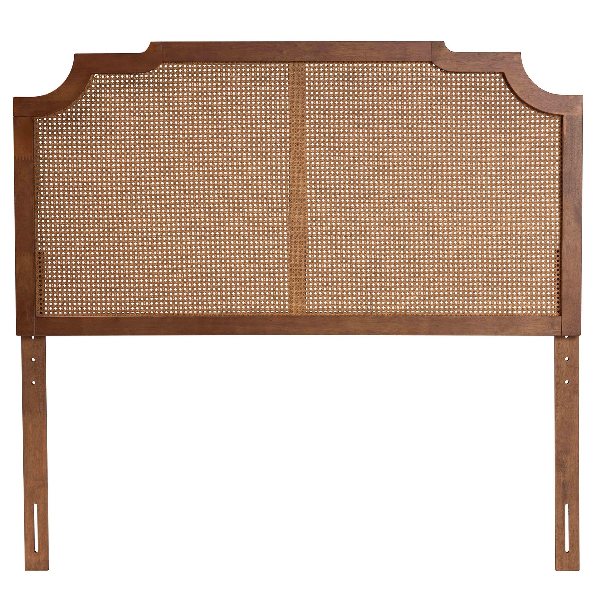 Baxton Studio Fortuna Classic and Traditional Ash Walnut Finished Wood Queen Size Headboard with Rattan | Headboards | Modishstore - 3