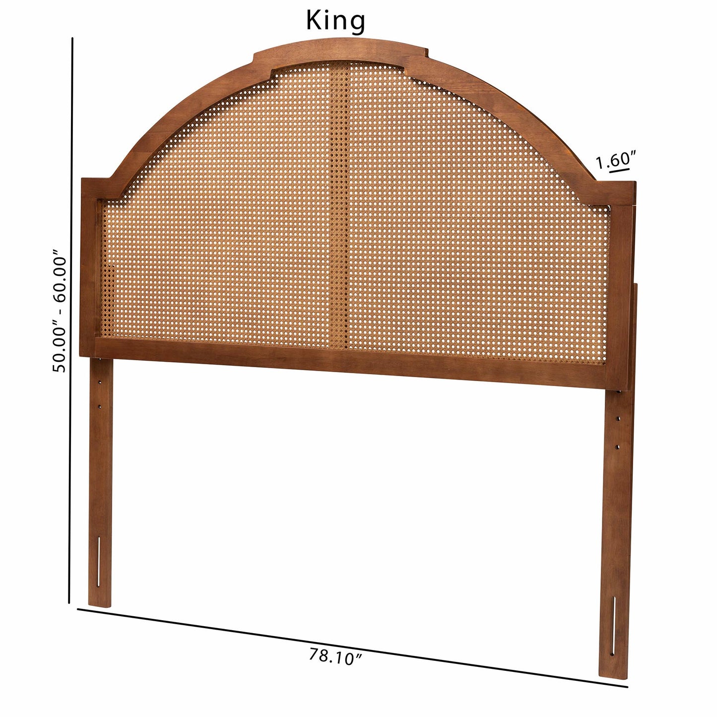 Baxton Studio Madeline Classic and Traditional Ash Walnut Finished Wood King Size Headboard with Rattan | Headboards | Modishstore - 9