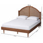 Baxton Studio Mendel Mid-Century Walnut Brown Wood and Rattan Queen Size Platform Bed | Beds | Modishstore - 4