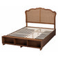 Baxton Studio Latrell Mid-Century Walnut Brown Wood and Rattan Queen Size Storage Bed | Beds | Modishstore - 8