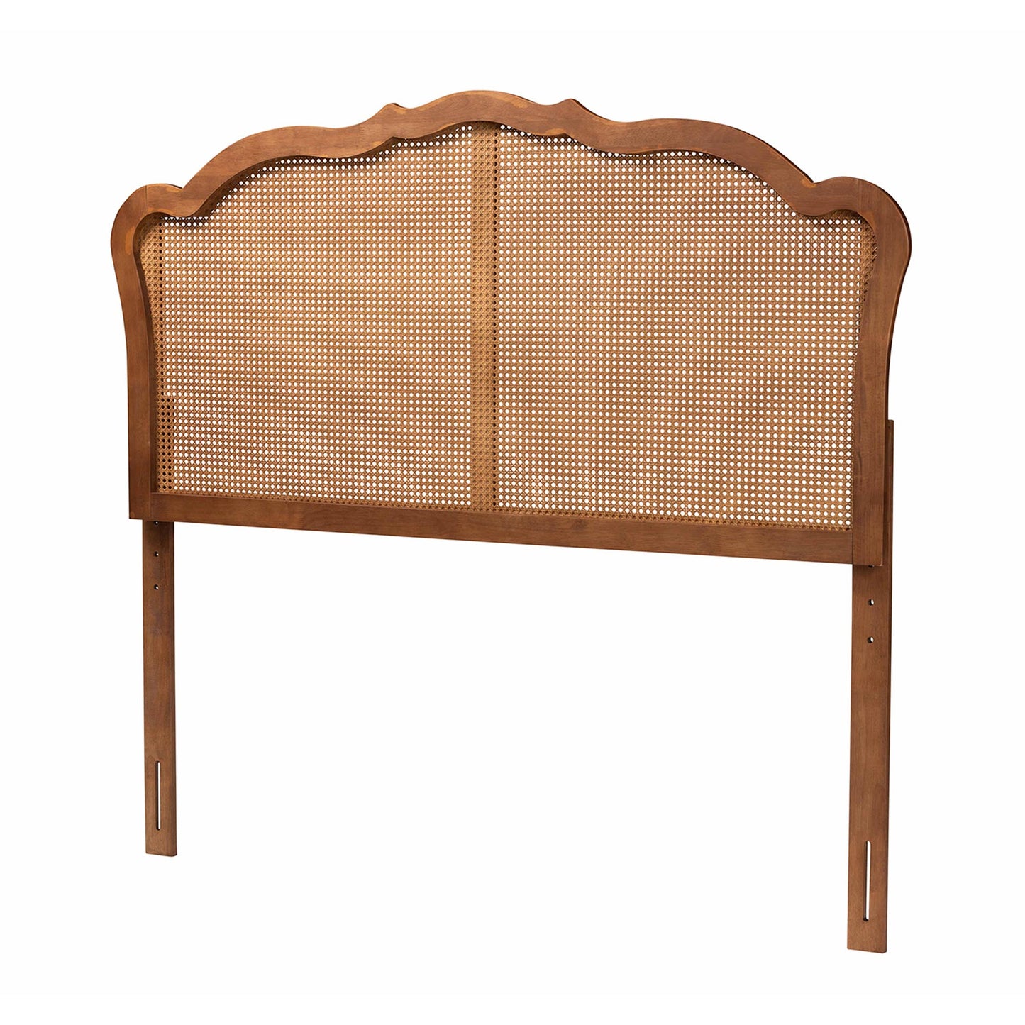 Baxton Studio Leandra Classic and Traditional Ash Walnut Finished Wood King Size Headboard with Rattan | Headboards | Modishstore - 2