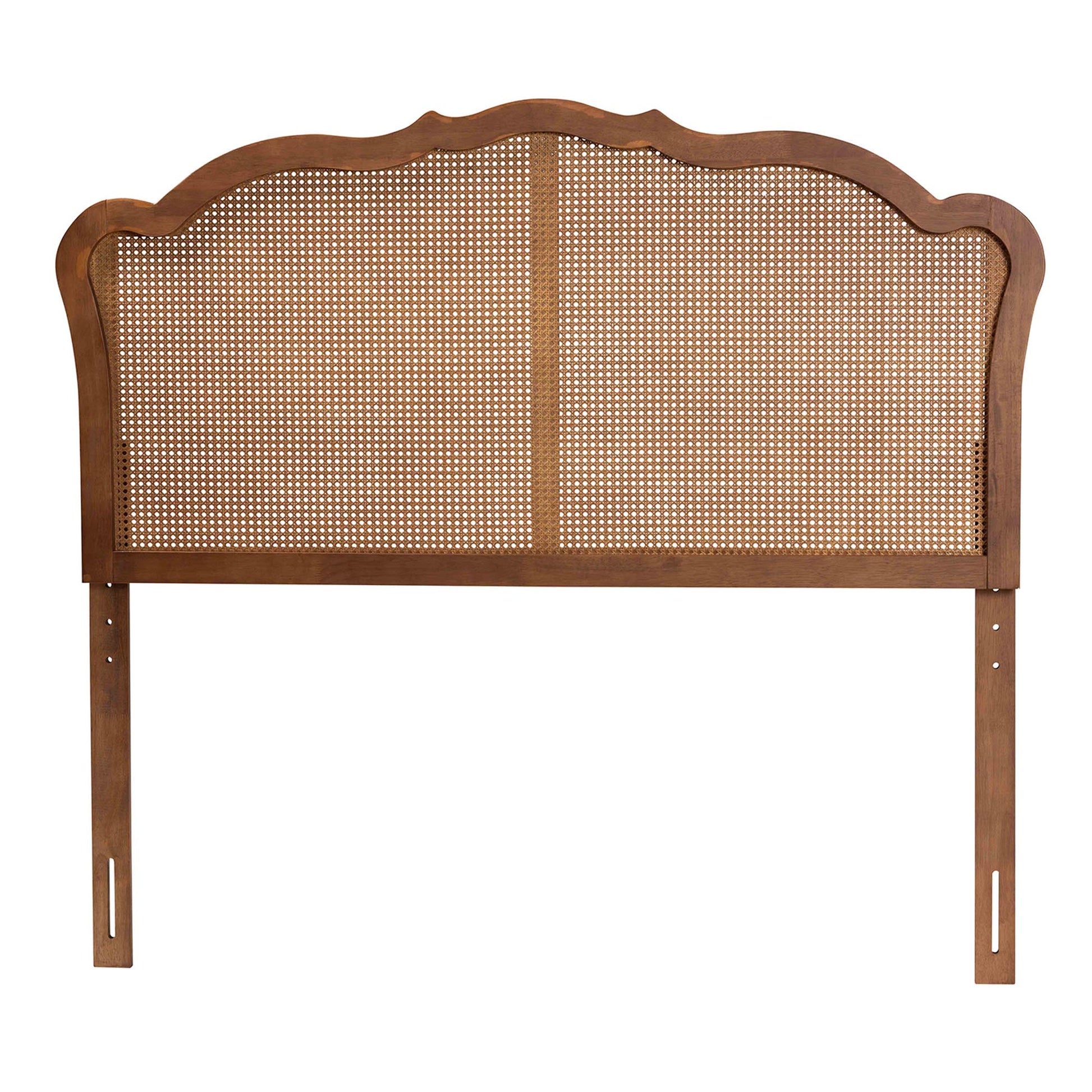 Baxton Studio Leandra Classic and Traditional Ash Walnut Finished Wood King Size Headboard with Rattan | Headboards | Modishstore - 3