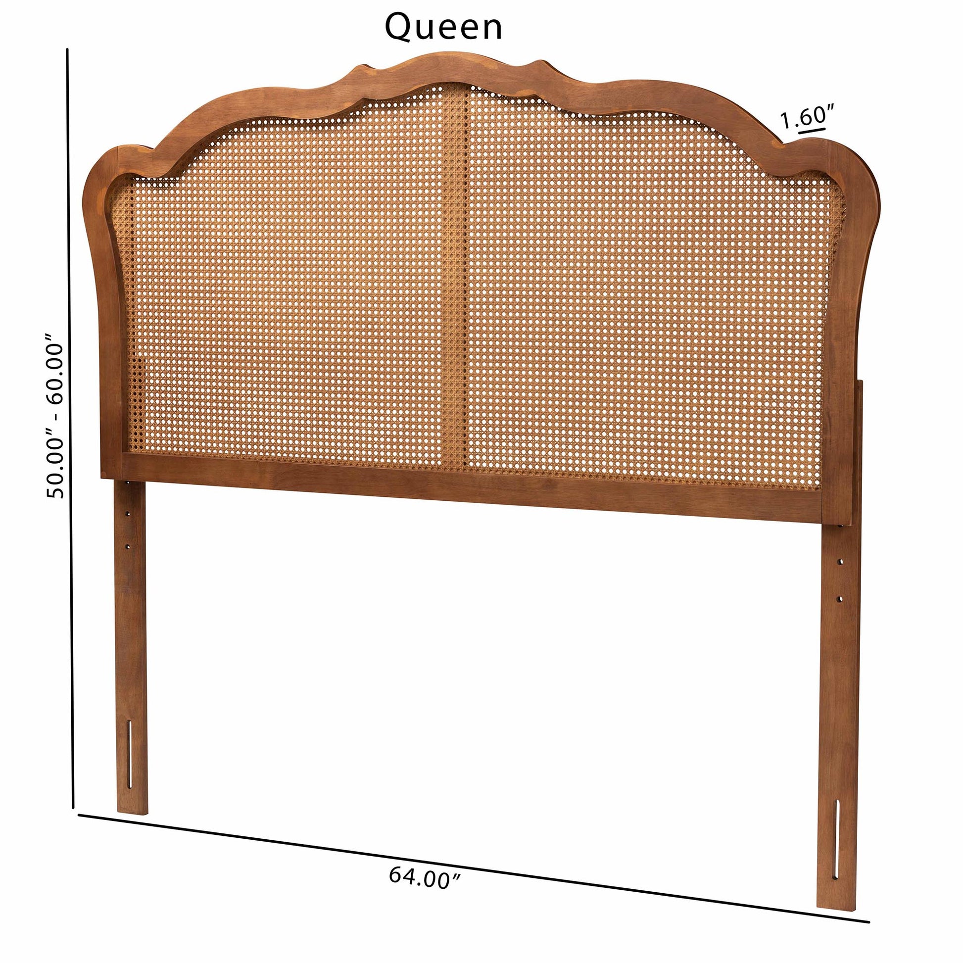 Baxton Studio Leandra Classic and Traditional Ash Walnut Finished Wood King Size Headboard with Rattan | Headboards | Modishstore - 7