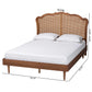 Baxton Studio Camden Mid-Century Walnut Brown Wood and Rattan Queen Size Platform Bed | Beds | Modishstore - 4