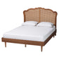 Baxton Studio Camden Mid-Century Walnut Brown Wood and Rattan King Size Platform Bed | Beds | Modishstore - 6