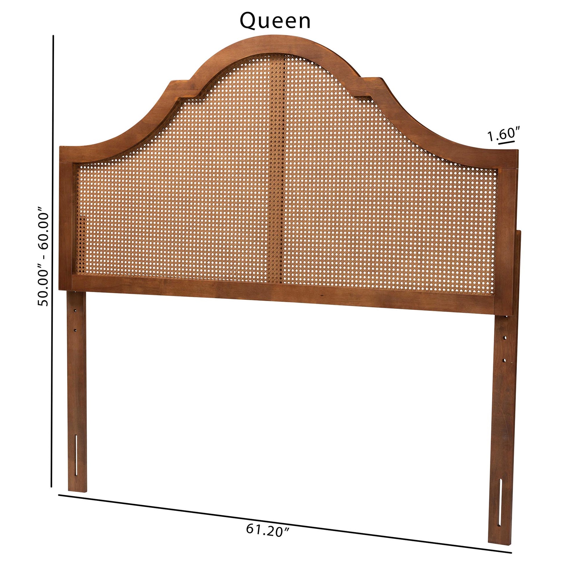 Baxton Studio Camila Classic and Traditional Ash Walnut Finished Wood King Size Headboard with Rattan | Headboards | Modishstore - 7