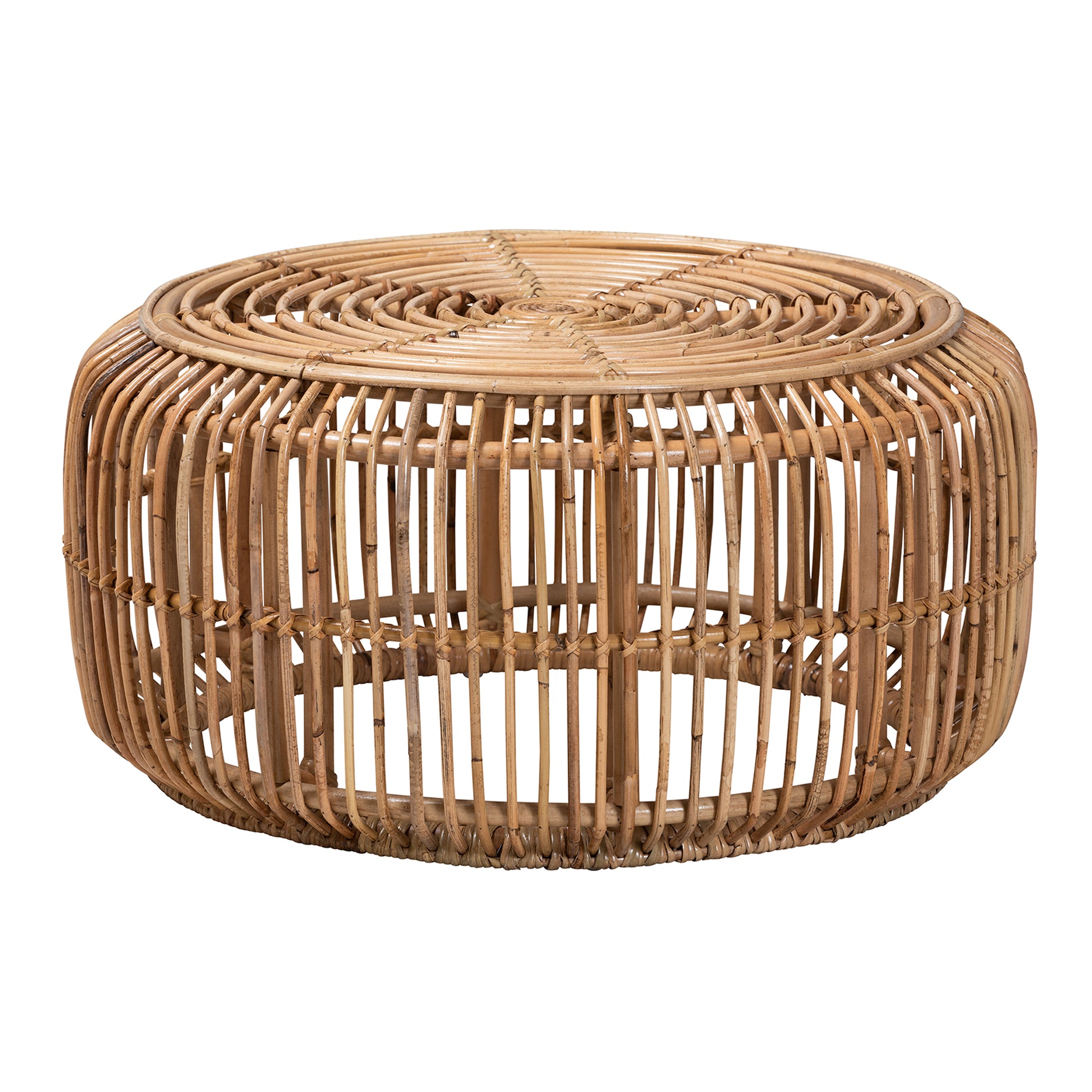 Baxton Studio bali & pari Aliane Modern Bohemian Natural Brown Antique Rattan Coffee Table | Coffee Tables | Modishstore - 2