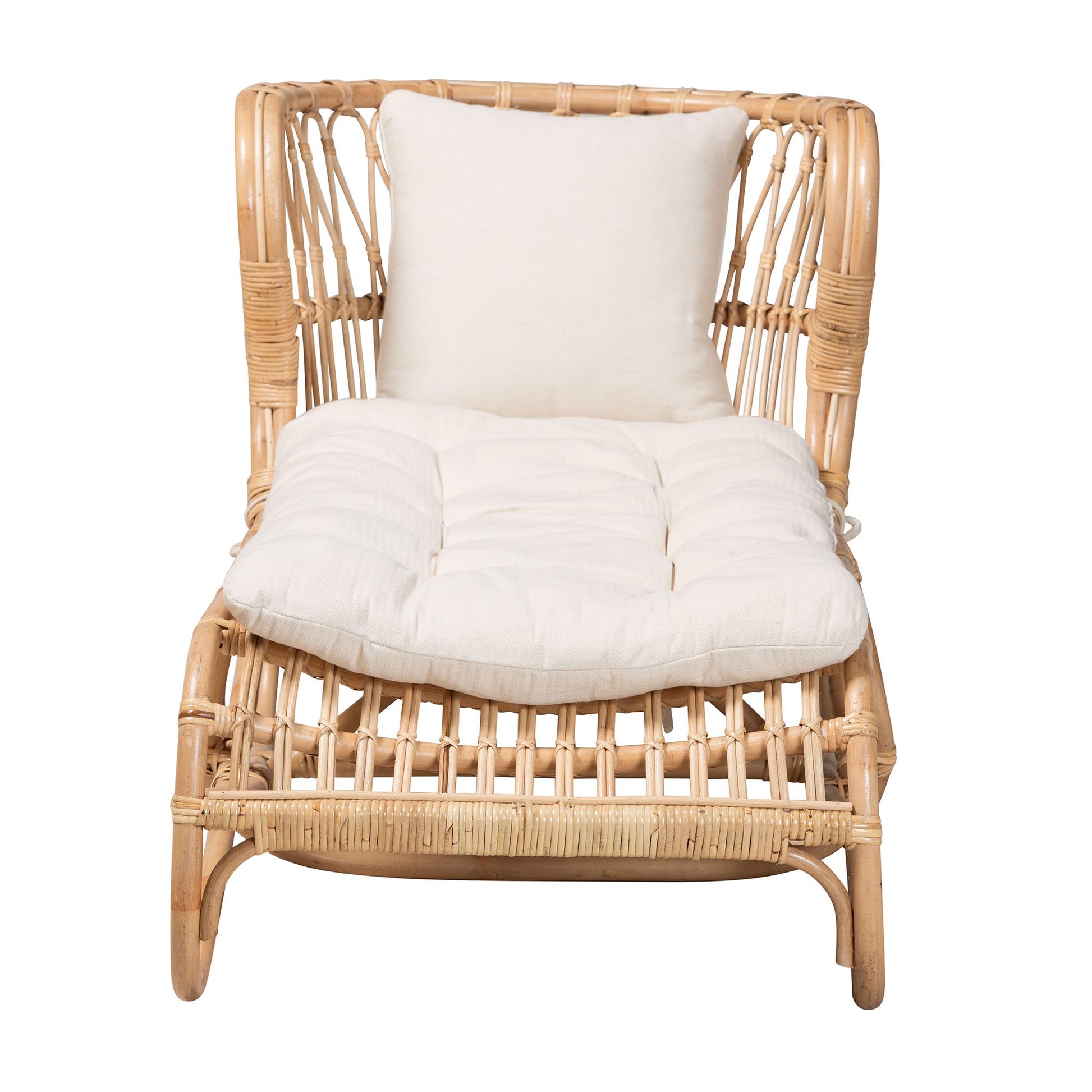 Baxton Studio bali & pari Delara Modern Bohemian Natural Brown Rattan Chaise | Lounge Chairs | Modishstore - 5