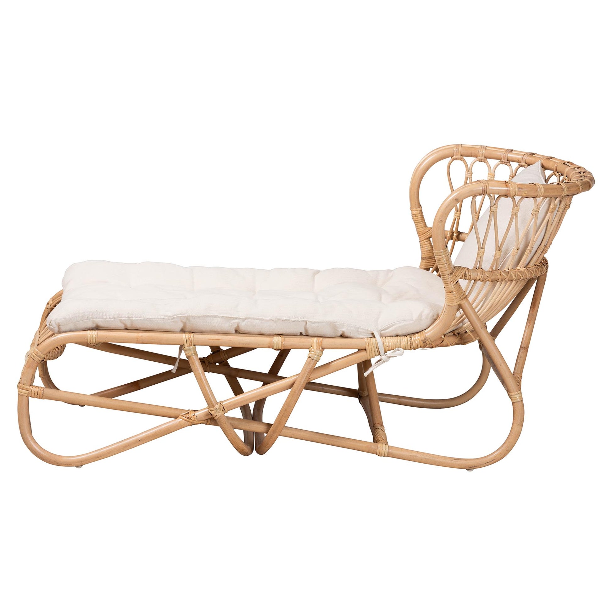 Baxton Studio bali & pari Delara Modern Bohemian Natural Brown Rattan Chaise | Lounge Chairs | Modishstore - 6