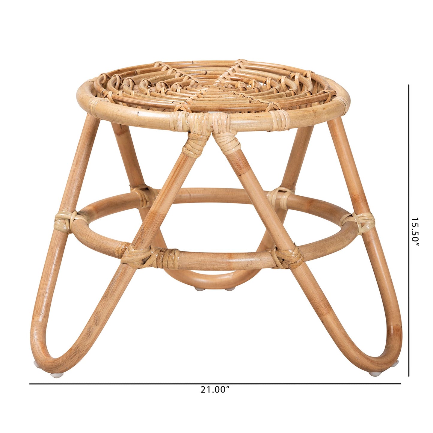 Baxton Studio bali & pari Jacinda Modern Bohemian Natural Brown Rattan End Table | End Tables | Modishstore - 8